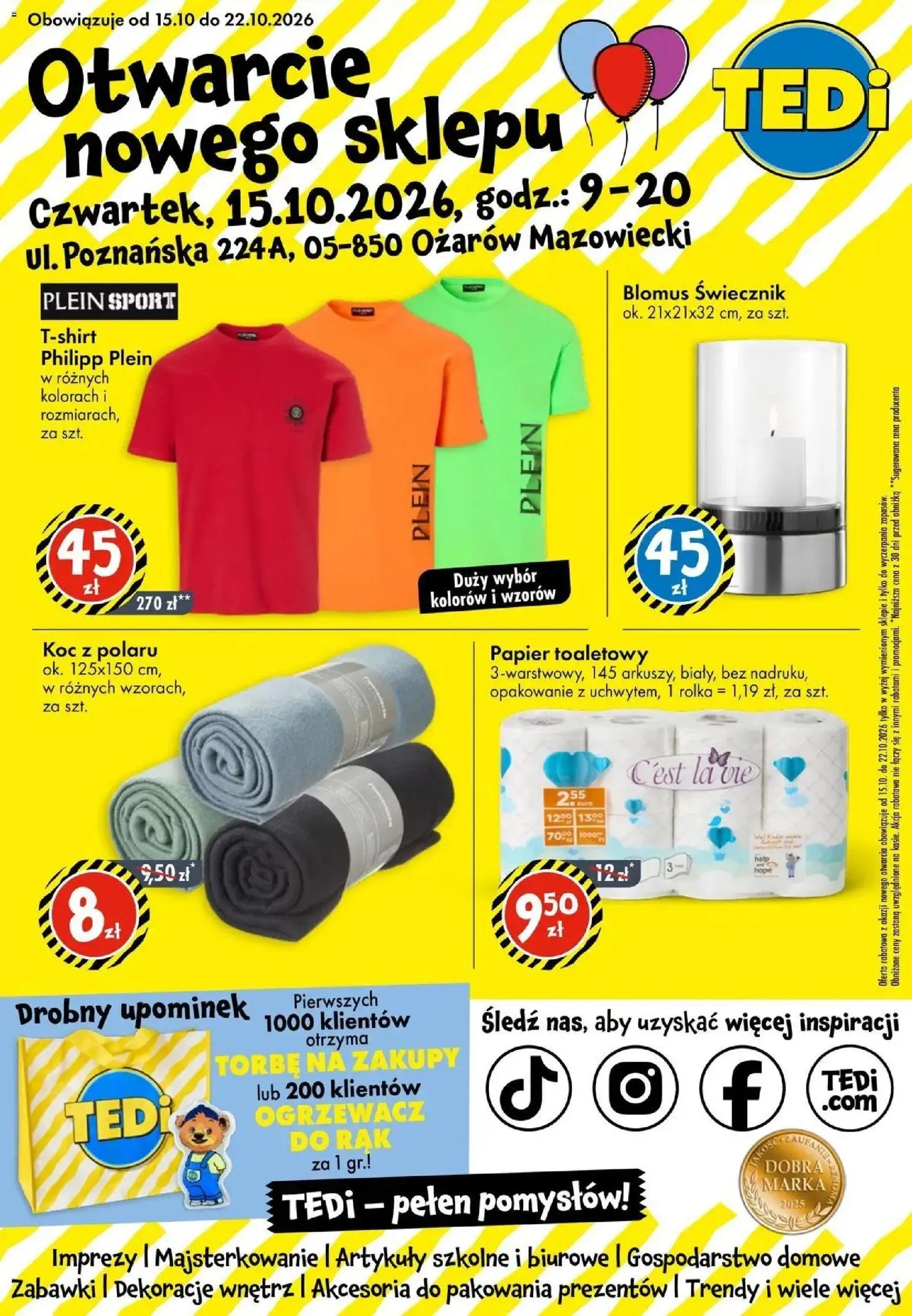 TEDi gazetka - Ożarów Mazowiecki od (15.10.2026 - 22.10.2026) | Strona: 1 | Produkty: Zabawki, Śledź, Papier toaletowy, Dekoracje