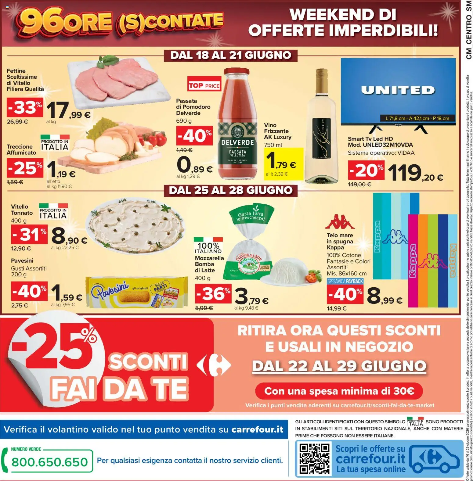 Volantino Carrefour del 16.06.2026 | Pagina: 24 | Prodotti: Tè, Pomodoro, Vitello, TV