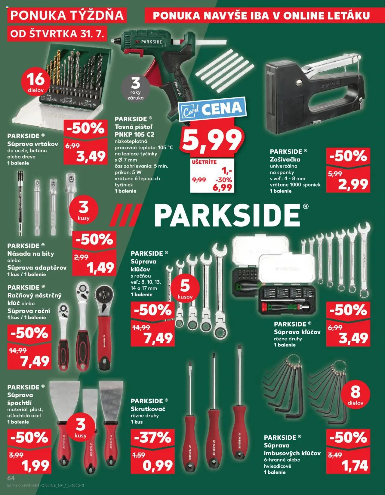 Nové Kaufland akcie – leták je platný od 31.07.2025 | Strana: 64 | Produkty: Skrutkovač, Parkside