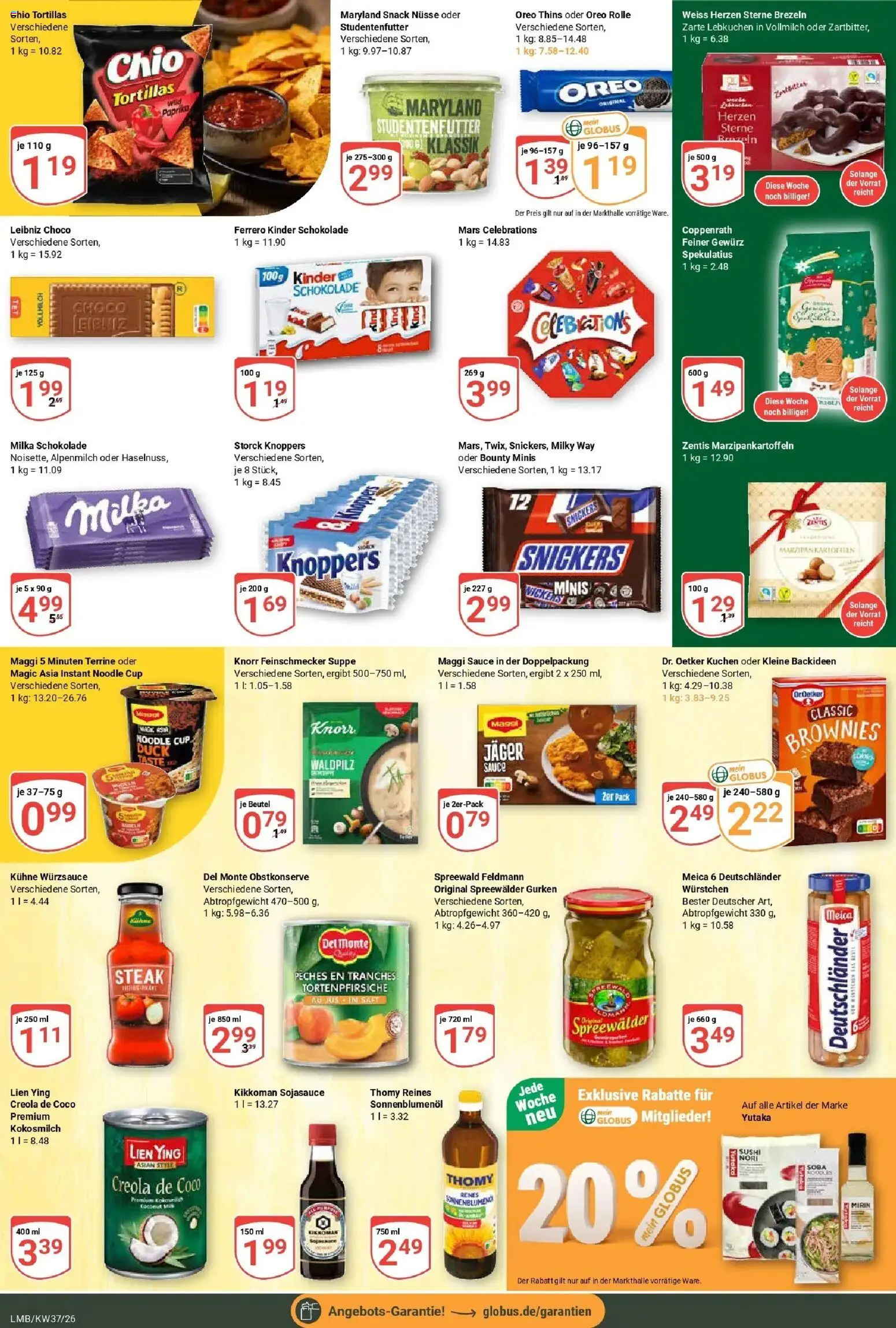 Globus Prospekt Limburg – gültig ab 07.09.2026 | Seite: 17 | Produkte: Milka schokolade, Snickers, Knoppers, Maggi 5 minuten terrine