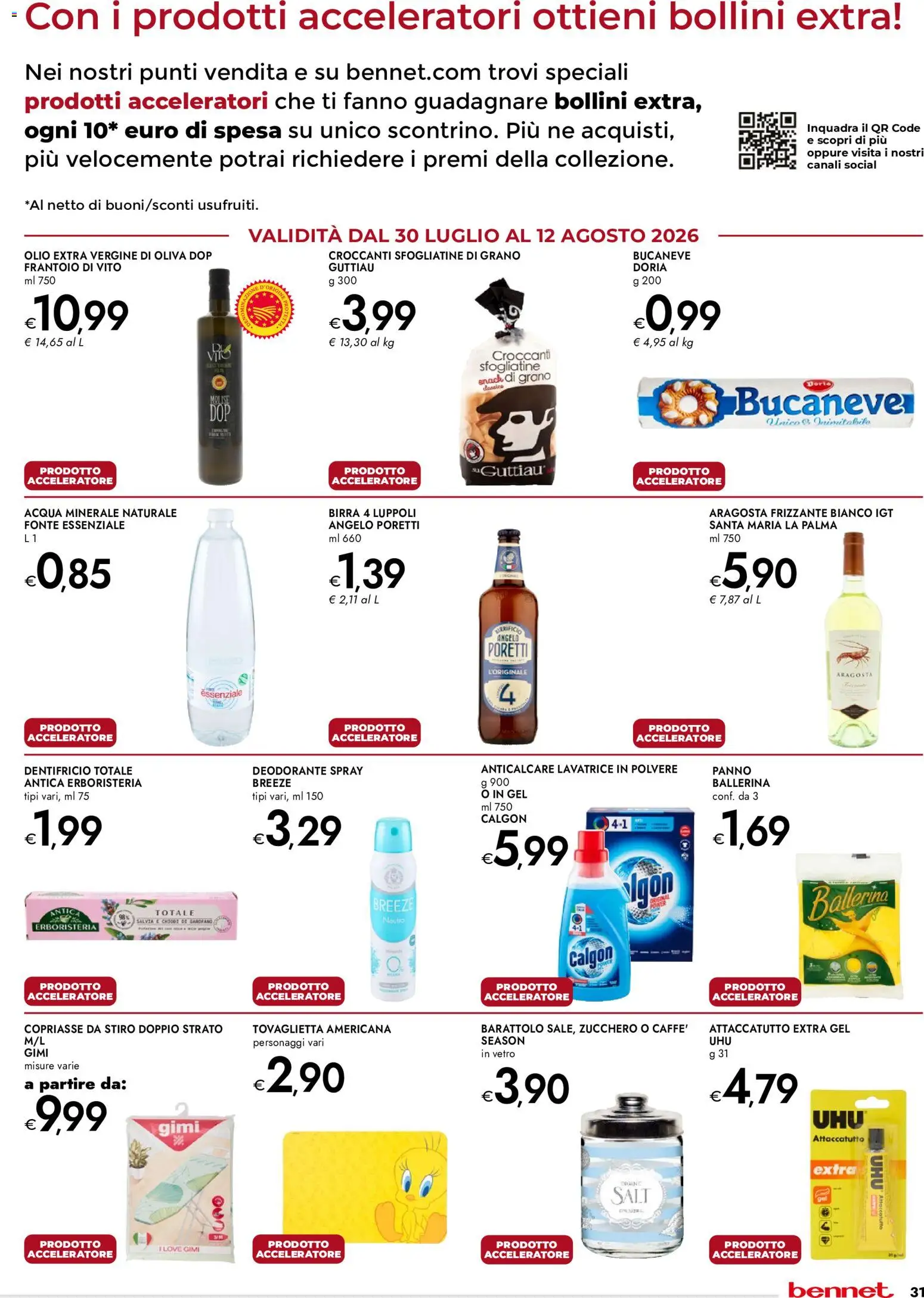 Volantino bennet del 30/07/2026 | Pagina: 31 | Prodotti: Deodorante, Olio, Lavatrice, Olio extra vergine