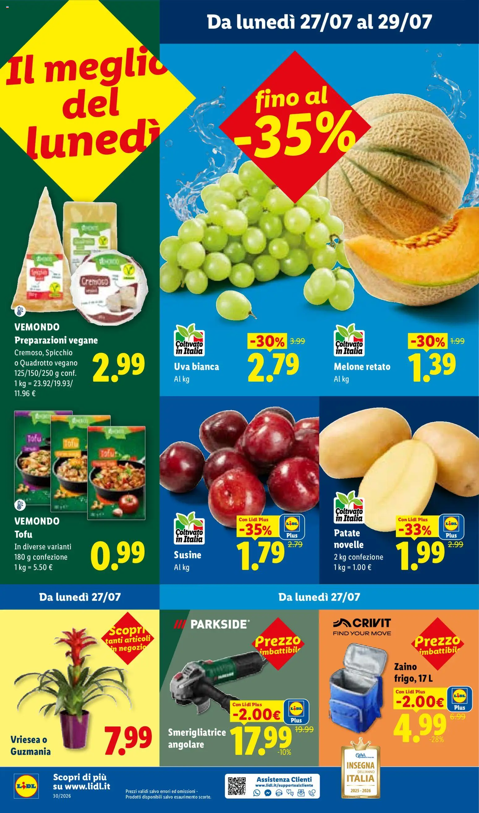 Volantino Lidl del 23/07/2026 | Pagina: 55 | Prodotti: Patate, Uva, Melone, Smerigliatrice