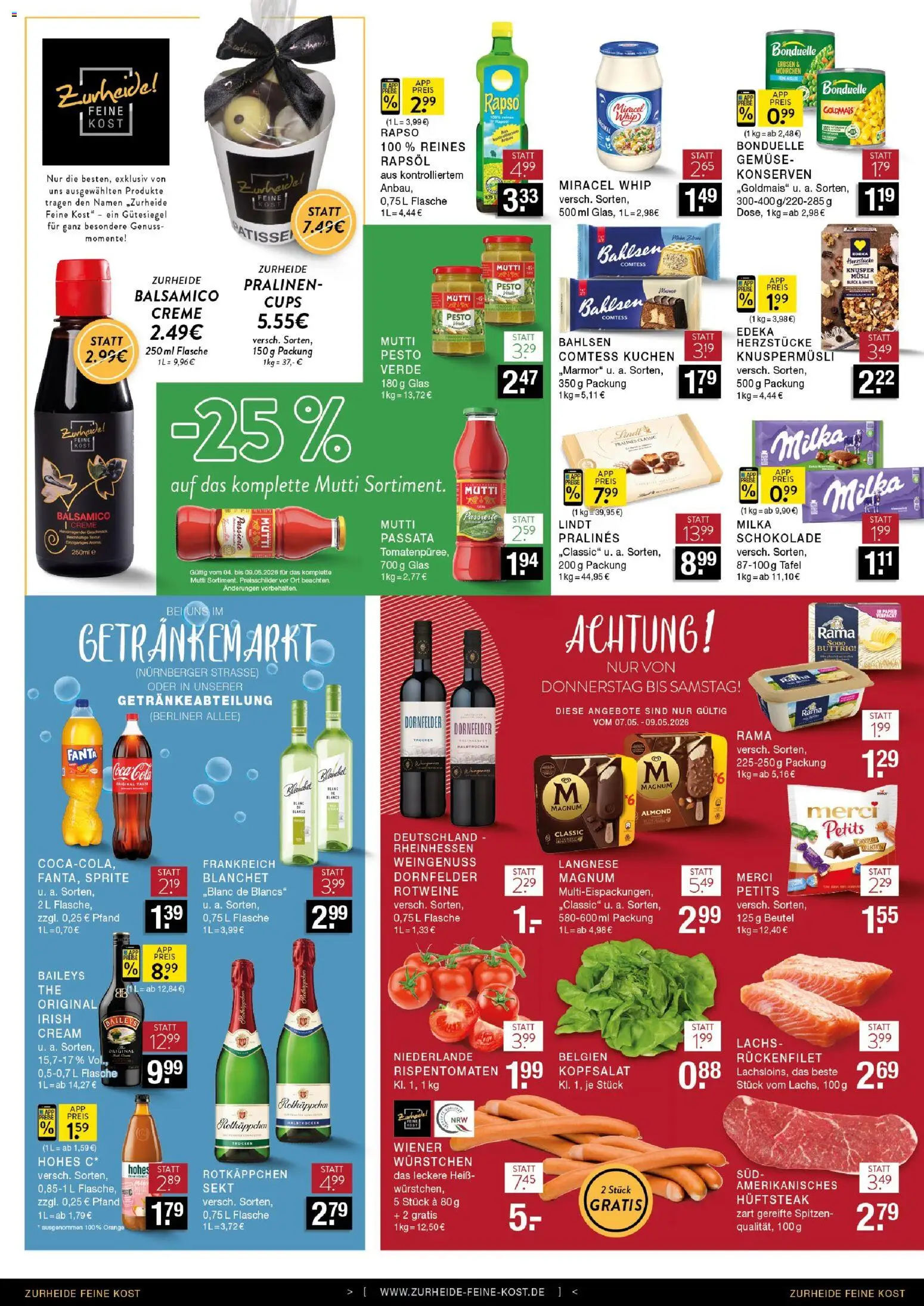 Edeka Zurheide Prospekt 	 – gültig ab 04.05.2026 | Seite: 8 | Produkte: Langnese, Tomatenpüree, Milka, Kuchen
