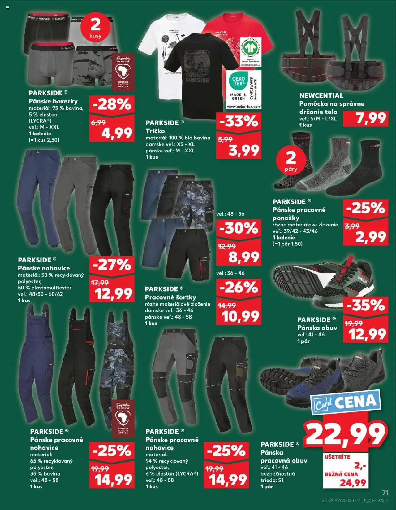 Nové Kaufland akcie – leták je platný od 19.06.2025 | Strana: 71 | Produkty: Parkside, Tričko, Nohavice, Pracovná obuv
