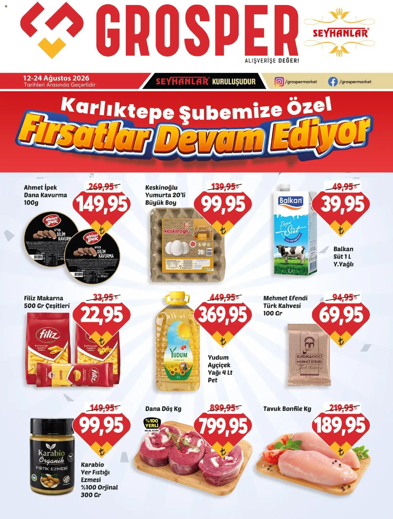 Grosper Katalog - 12 Ağustos 2026 tarihinden itibaren geçerlidir | Sayfa: 1 | Ürünler: Fıstık, Süt, Bonfile, Fıstık ezmesi