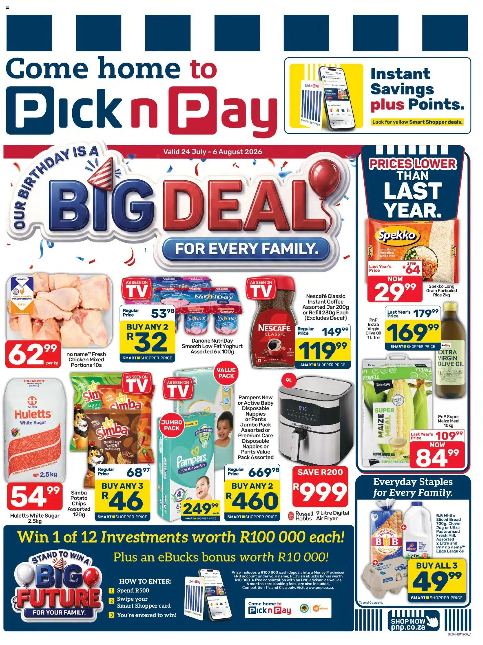 New Pick n Pay catalogue – valid from 24/07/2026 | Page: 1 | Products: Air fryer, Bread, Beef, Nappies