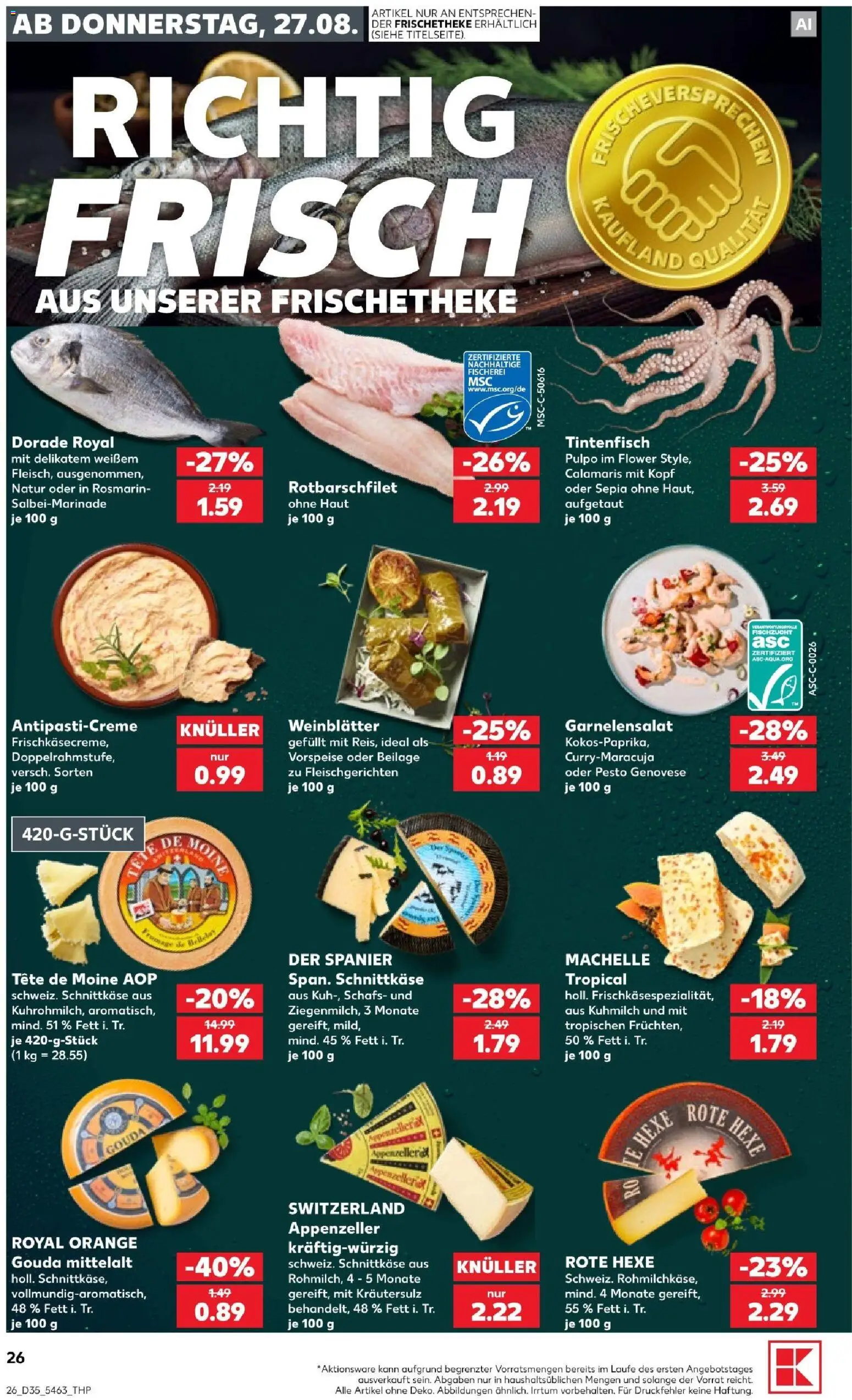 Kaufland Prospekt Hamburg – gültig ab 27.08.2026 | Seite: 26 | Produkte: Dorade, Gouda, Tintenfisch