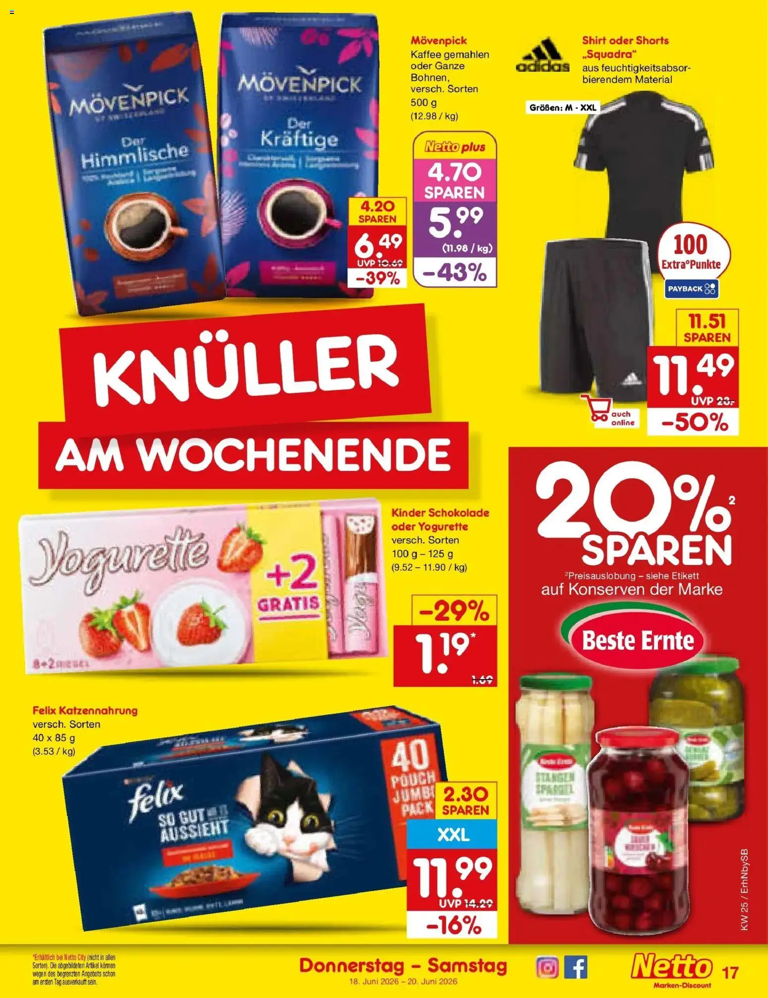 Netto Marken-Discount Prospekt Metten – gültig ab 14.06.2026 | Seite: 21 | Produkte: Shirt, Kinder schokolade, Yogurette, Kaffee