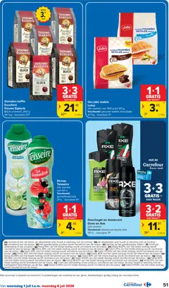 Gevulde wafels, Lotus alle soorten van 290 g tot 310 g - Voorbeeld van een folder van Carrefour, geldig van 01/07/2026 | Pagina: 51 | Producten: Wafels, Gel, Boost, Douchegel
