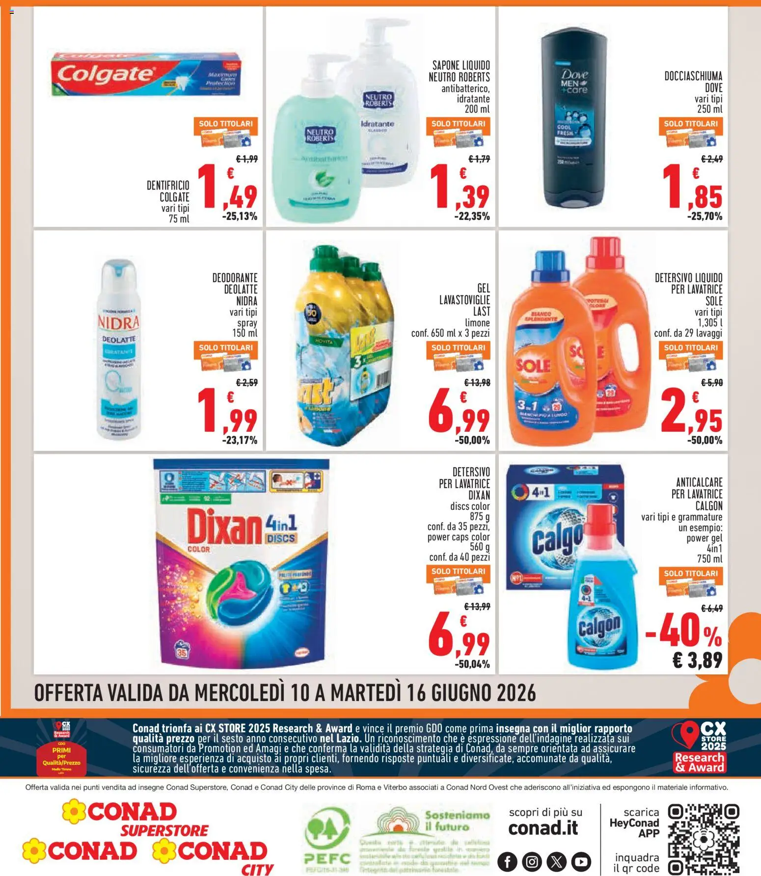 Volantino Conad del 10.06.2026 | Pagina: 8 | Prodotti: Detergente, Anticalcare, Limone, Lavatrice