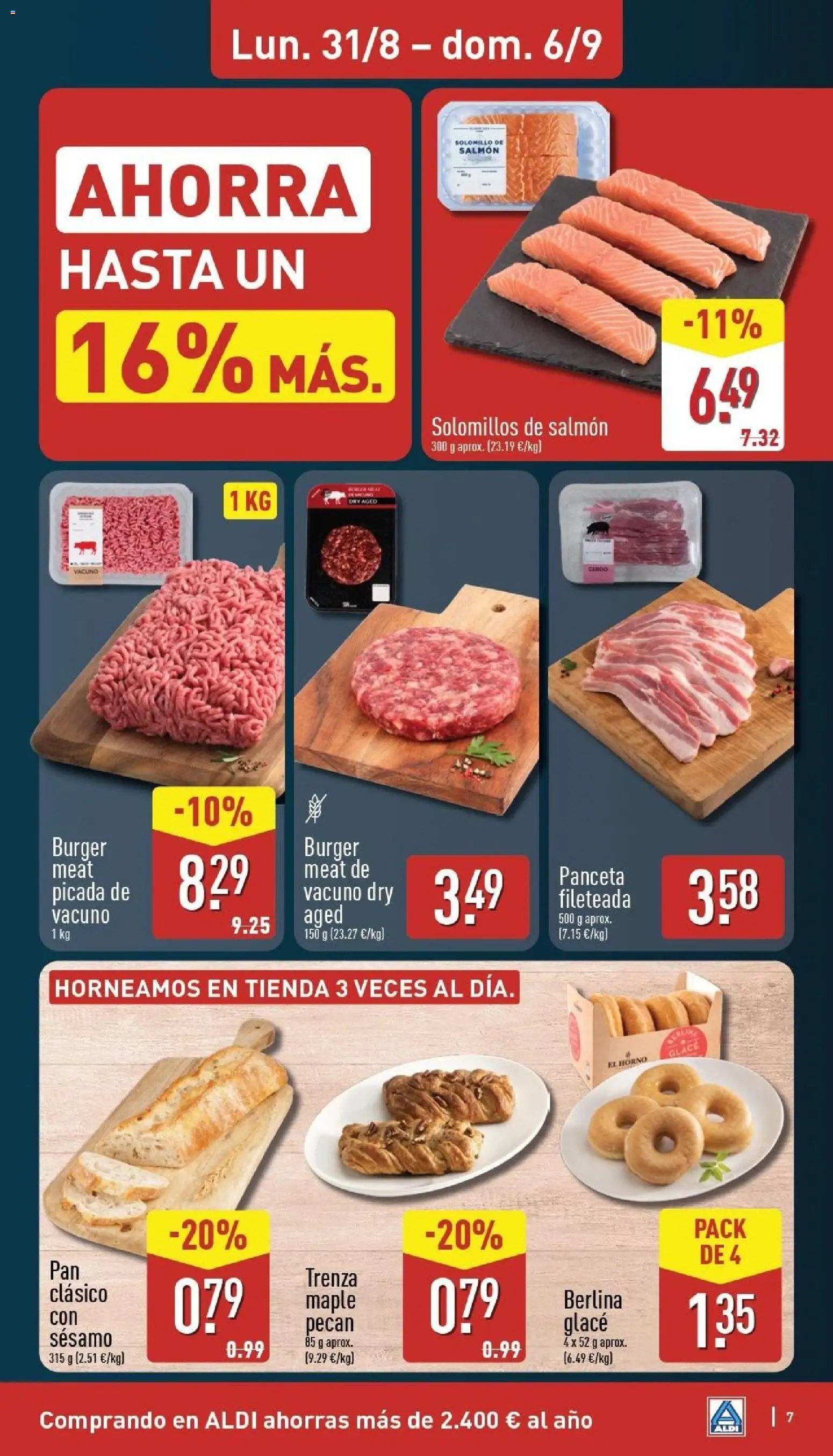 Aldi folleto Canarias │ válido desde el 31/08/2026 | Página: 7 | Productos: Panceta, Pan, Salmón, Sésamo