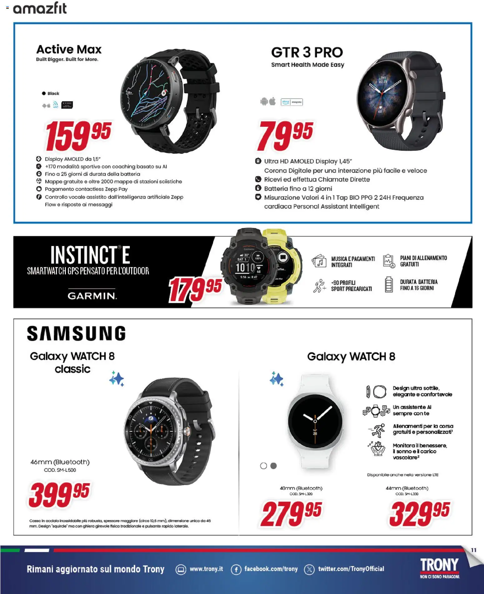 Volantino Trony del 21.05.2026 | Pagina: 11 | Prodotti: Samsung Galaxy, Smartwatch, Batteria, Samsung