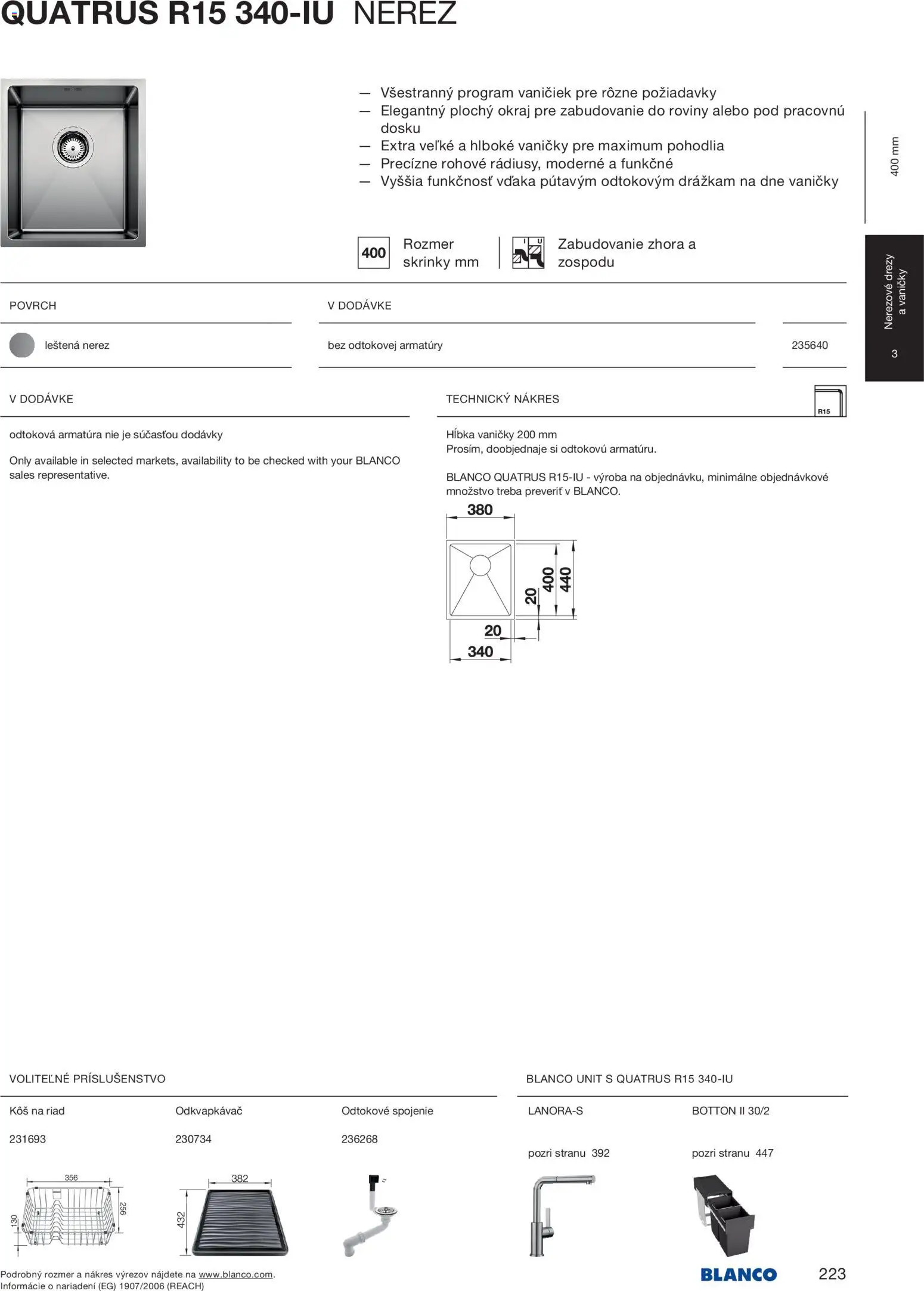 Nové Blanco akcie – leták je platný od 04.02.2026 | Strana: 225 | Produkty: Drezy, Riad, Kôš