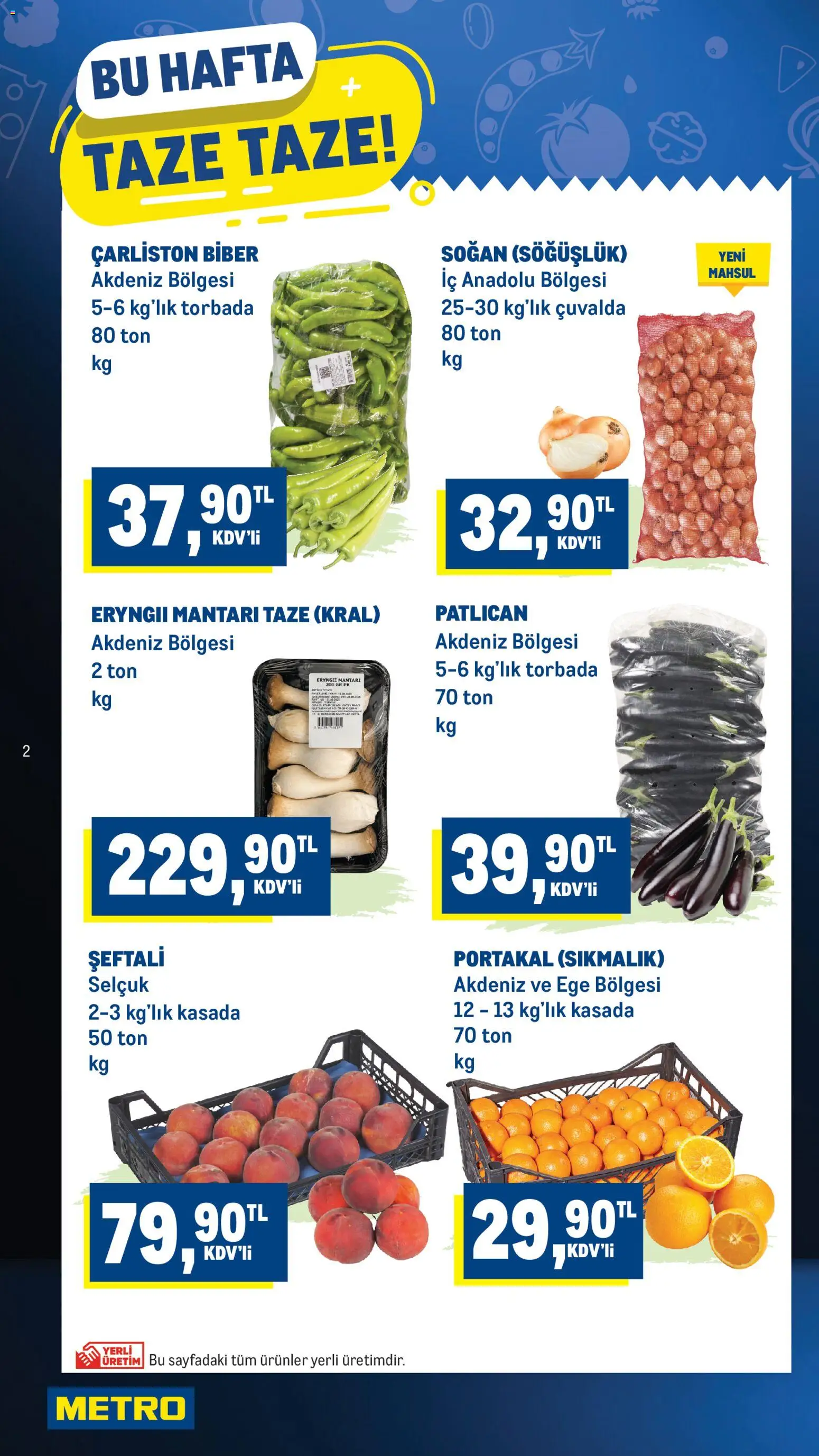 Metro Katalog - 17.06.2026 tarihinden itibaren geçerlidir | Sayfa: 2 | Ürünler: Soğan, Biber, Patlıcan, Şeftali