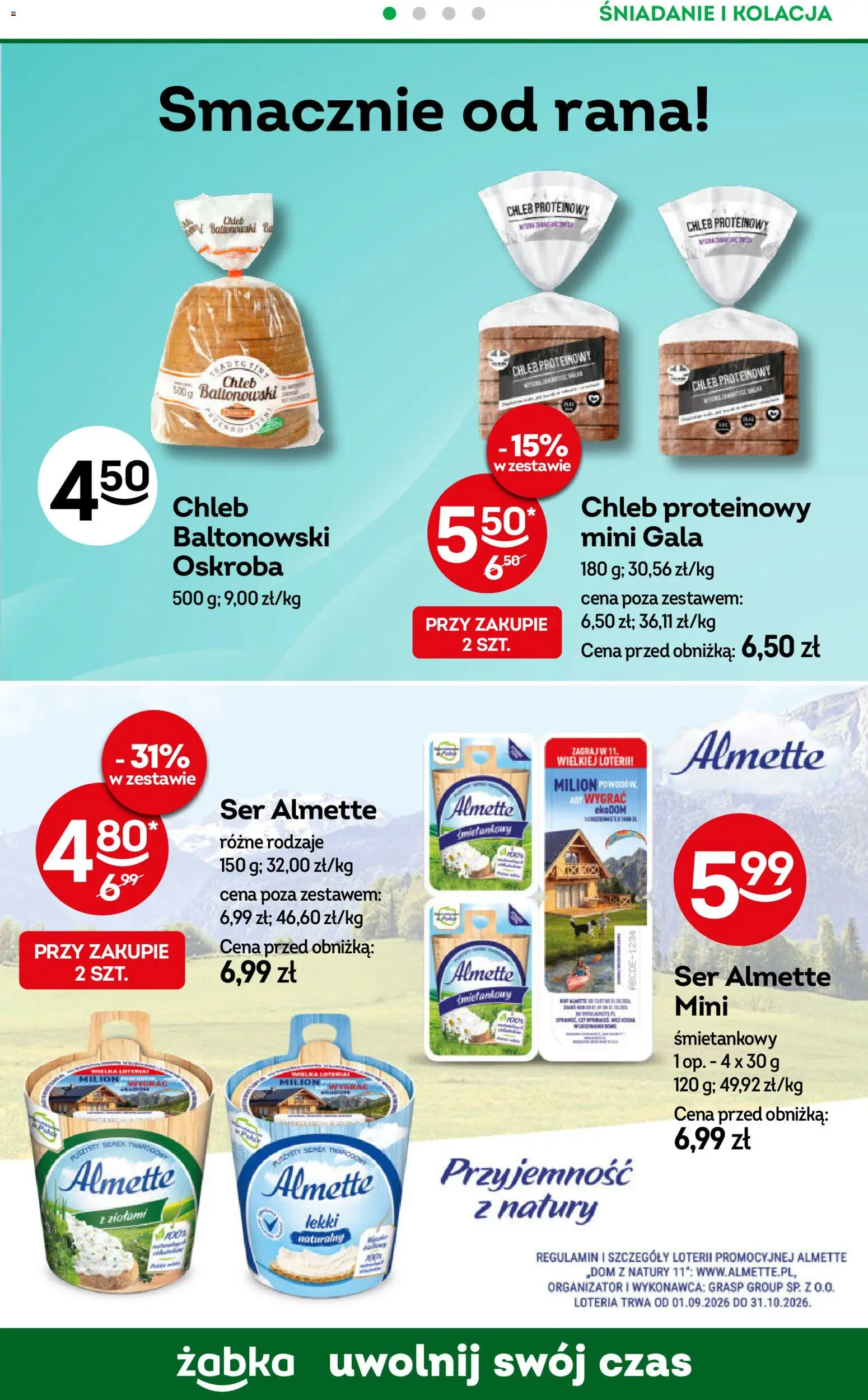Żabka gazetka - Codzienne produkty od 21.10.2026 | Strona: 11 | Produkty: Chleb proteinowy, Almette, Ser, Chleb