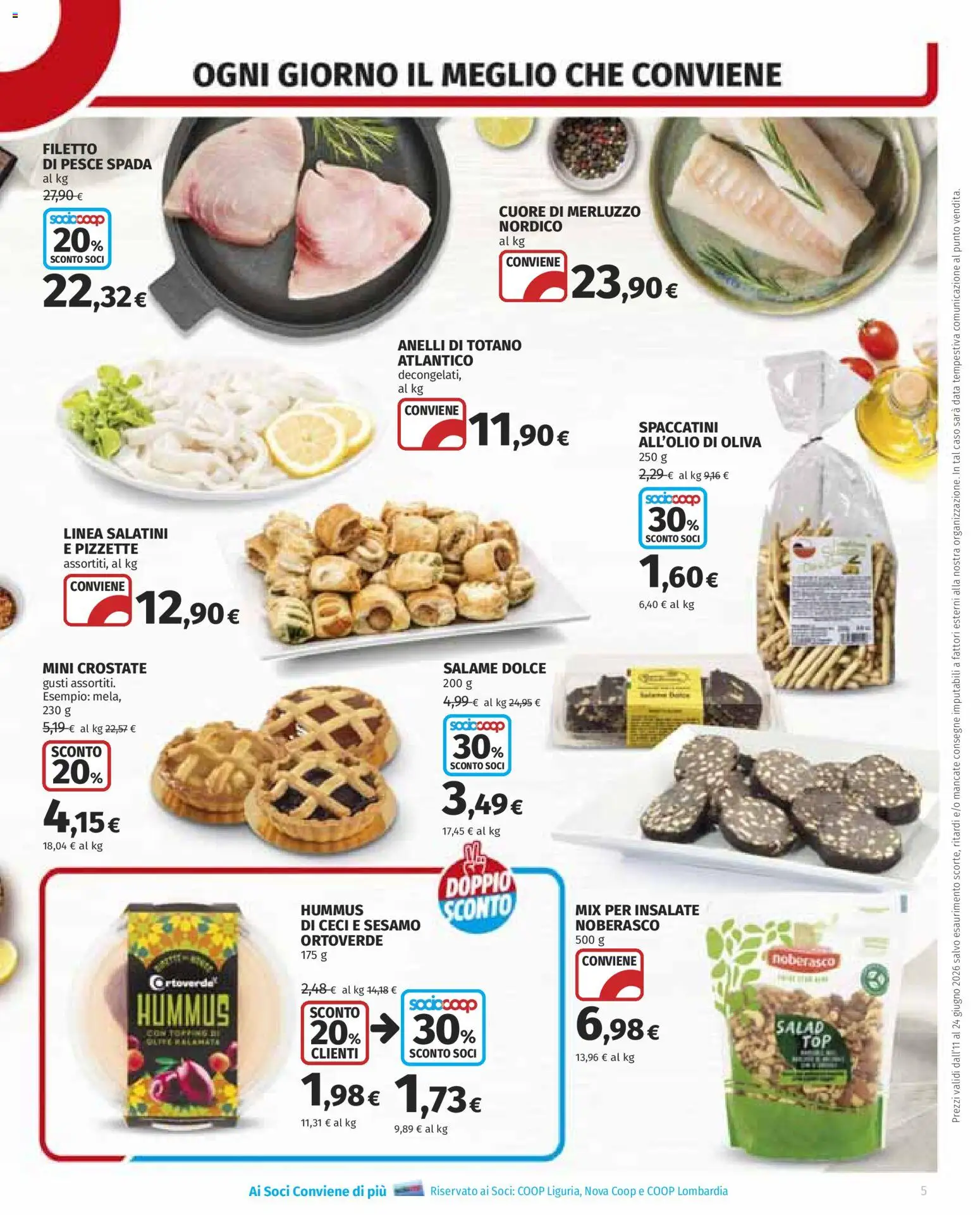 Volantino COOP del 11.06.2026 | Pagina: 5 | Prodotti: Salatini, Salame, Merluzzo, Pesce spada