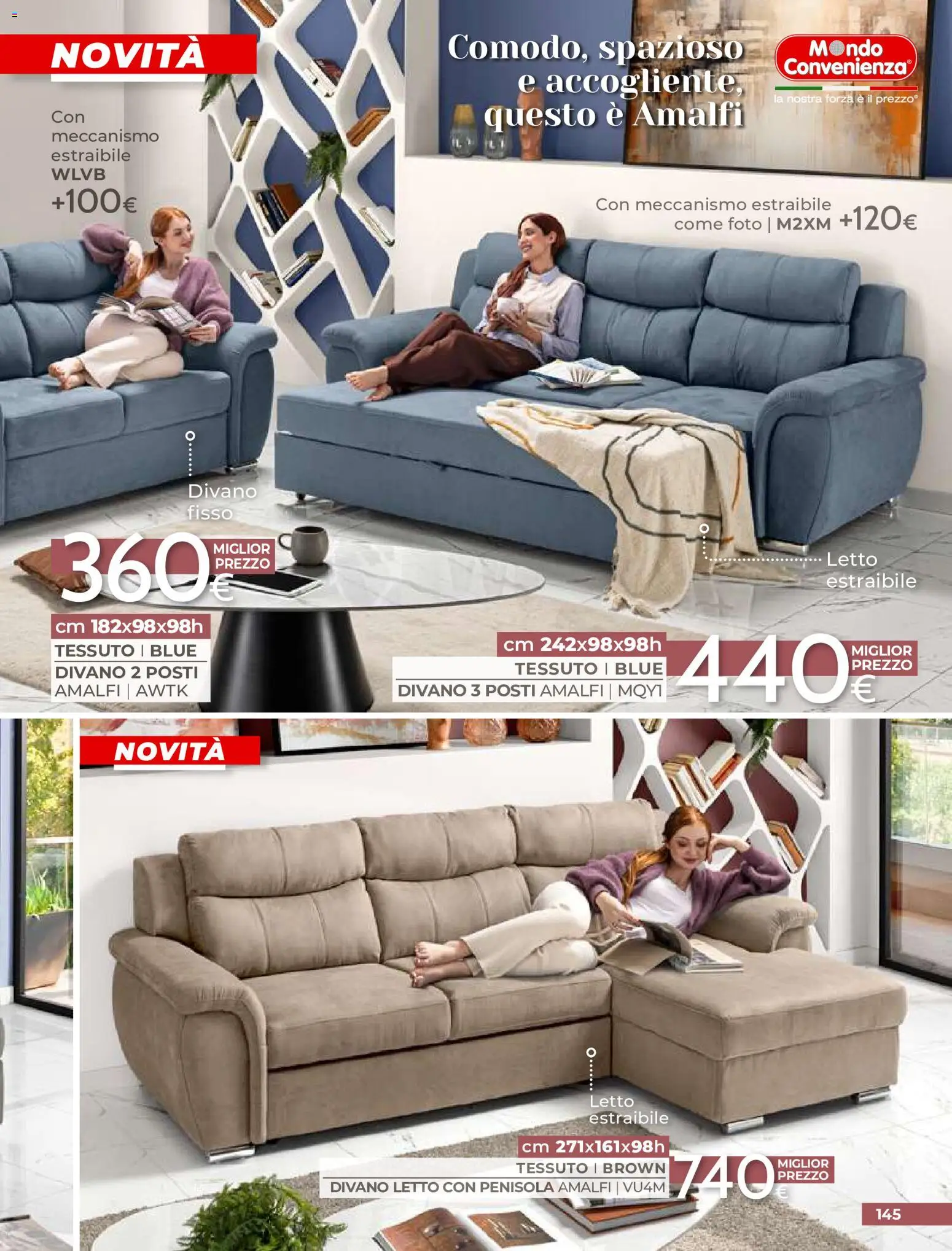 Volantino Mondo Convenienza del 01/09/2026 | Pagina: 147 | Prodotti: Divano letto, Letto, Divano