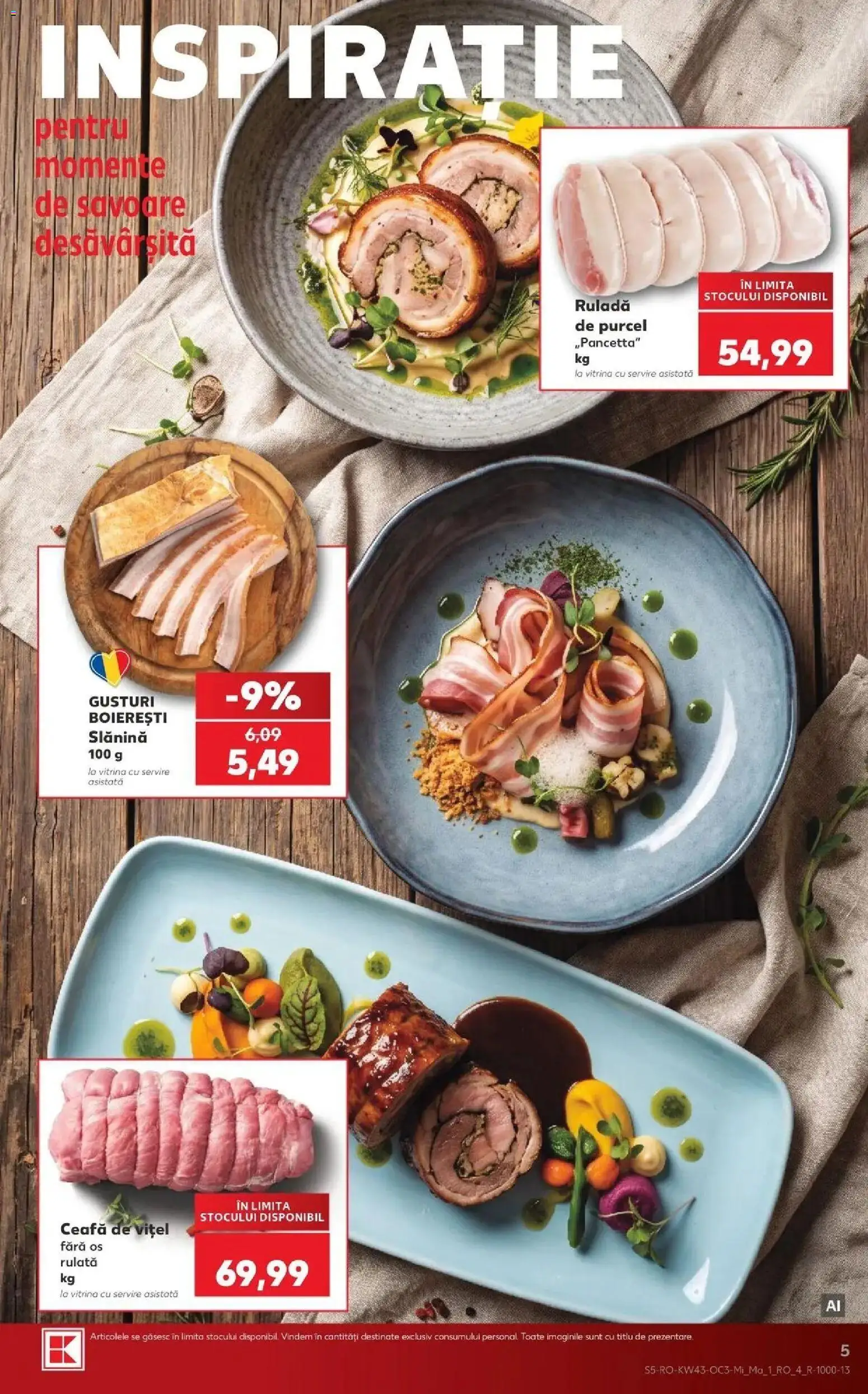 Kaufland Domnesti 21.10.2026 - Revista si Oferta | Pagină: 5 | Produse: Slanina, Vitrină, Ruladă