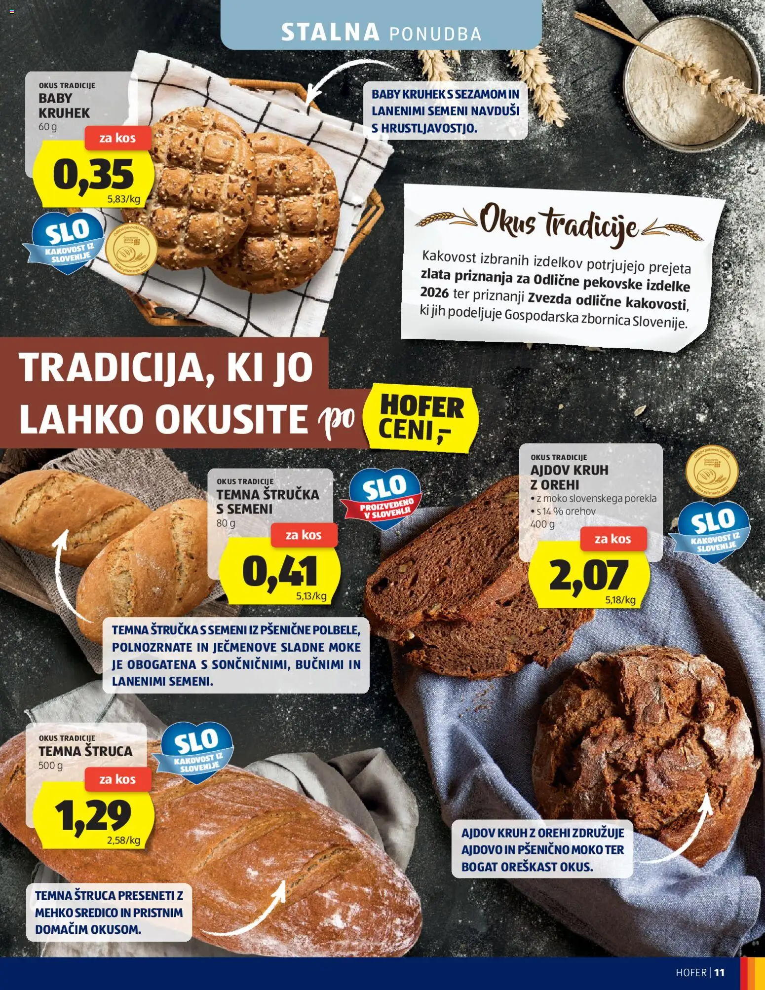 Novi Hofer katalog ponudbe – veljaven od 15.07.2026 | Stran: 11 | Izdelki: Štručka, Kos, Kruh