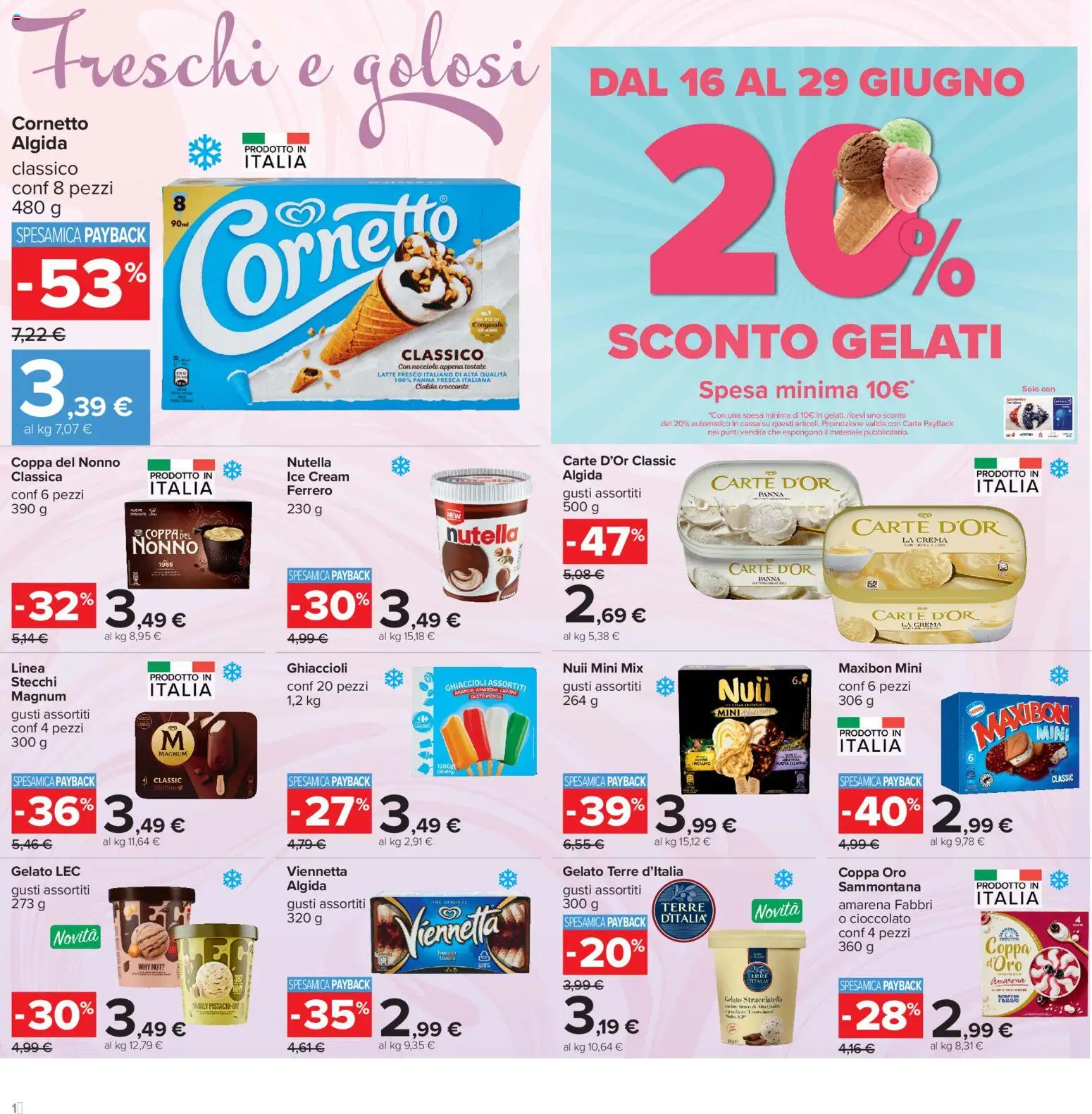 Volantino Carrefour del 16.06.2026 | Pagina: 18 | Prodotti: Ghiaccioli, Nocciole, Nutella, Amarena
