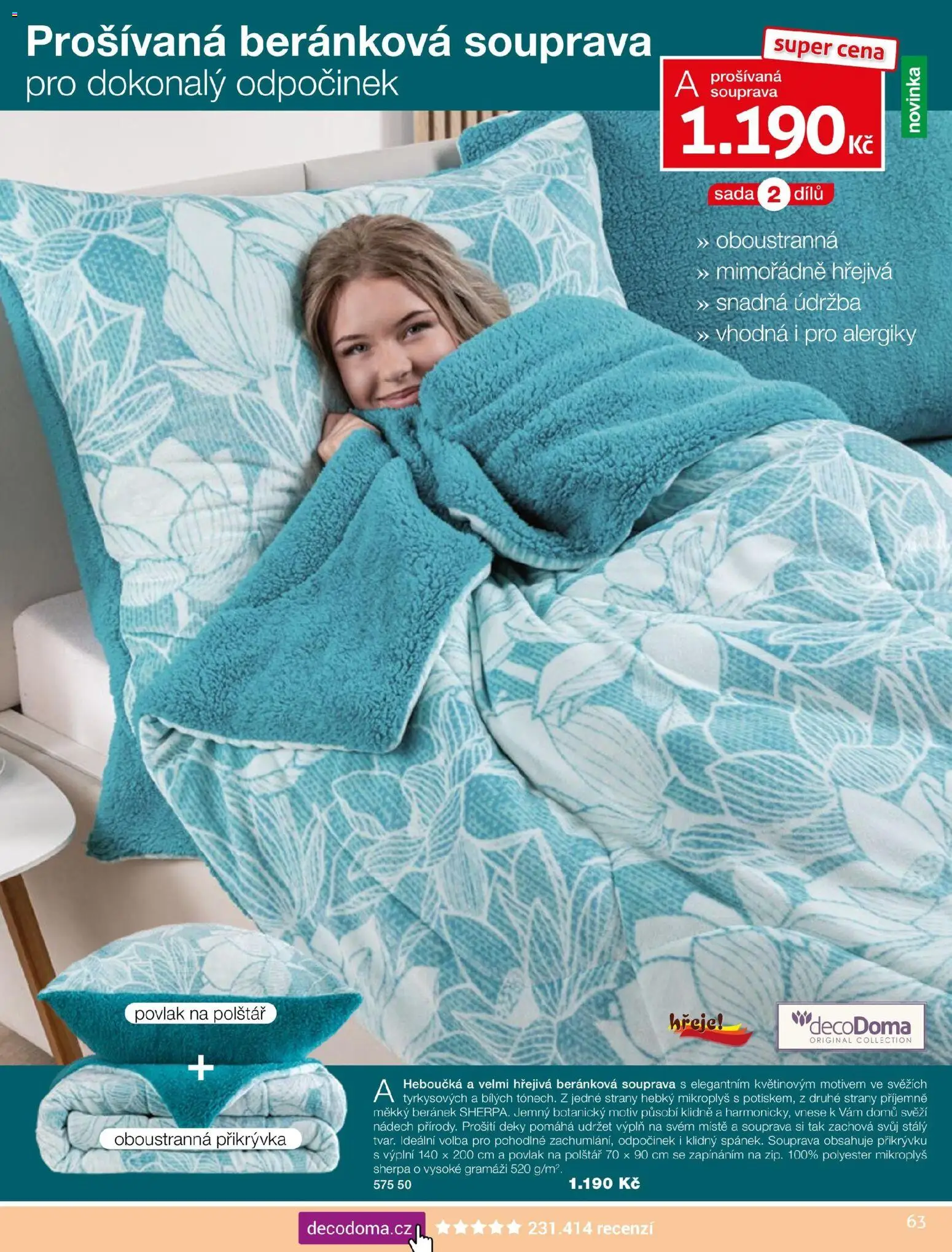 Decodoma katalog Vánoce 2026 od 04.10.2026 | Strana: 63 | Produkty: Povlak na polštář, Polštář, Přikrývka, Deky