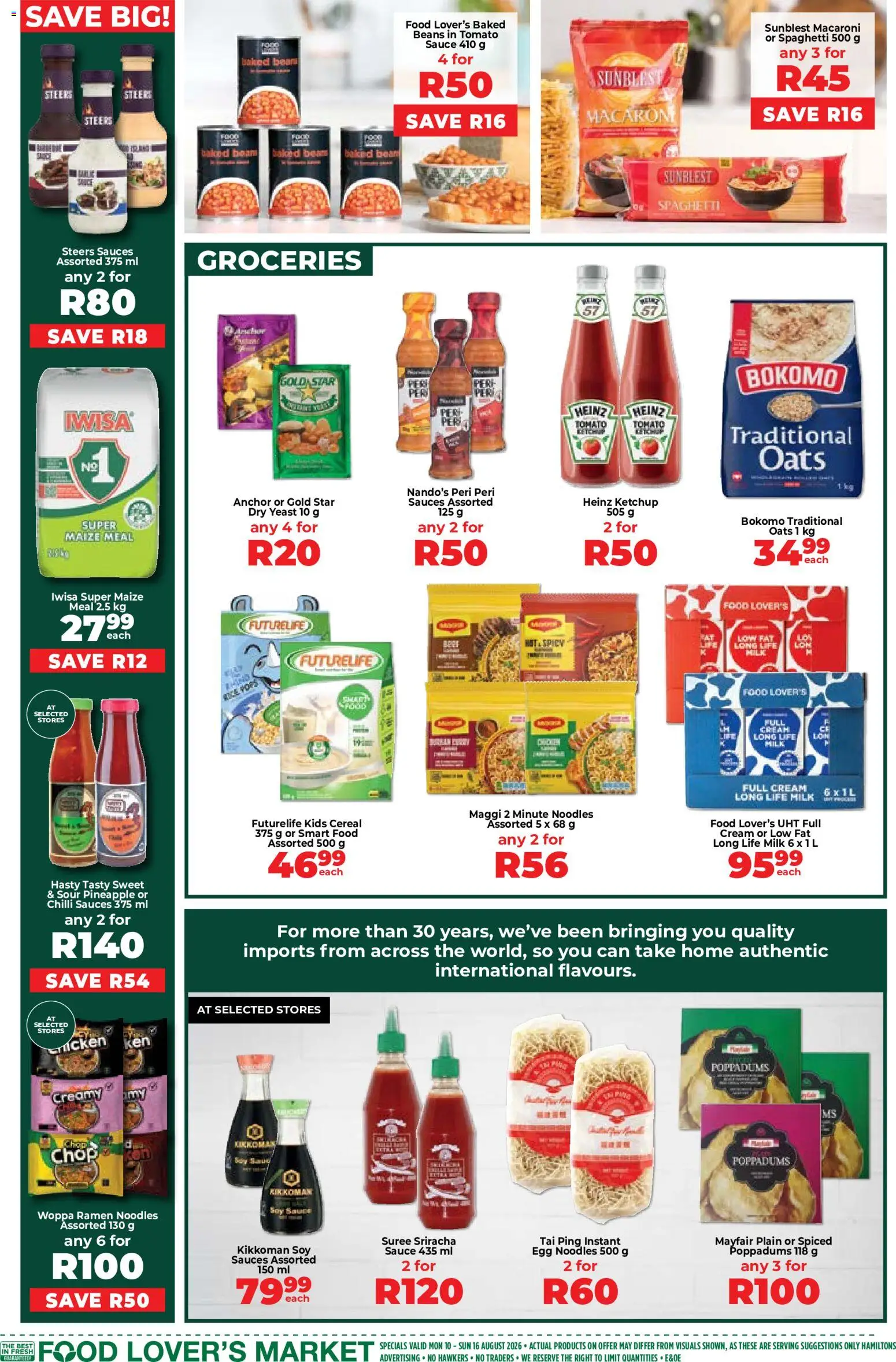 New Food Lover's Market catalogue – valid from 10/08/2026 | Page: 7 | Products: Maize meal, Milk, Cream, Sauce