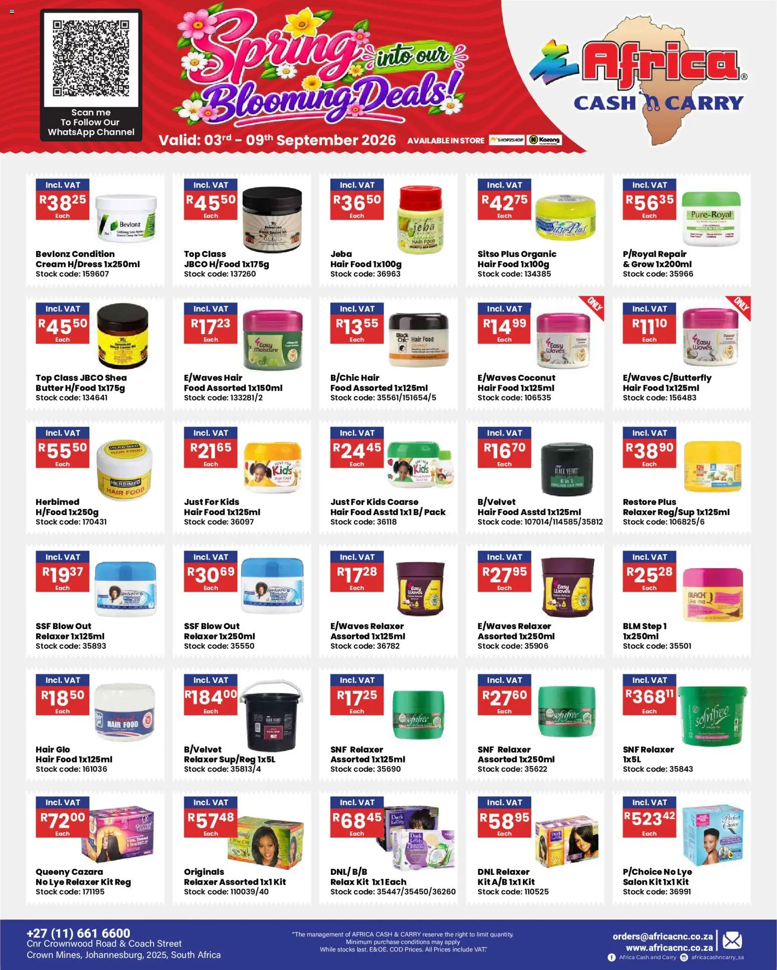 New Africa Cash & Carry catalogue – valid from 03/09/2026 | Page: 3 | Products: Butter, Cream, Stock, Relaxer