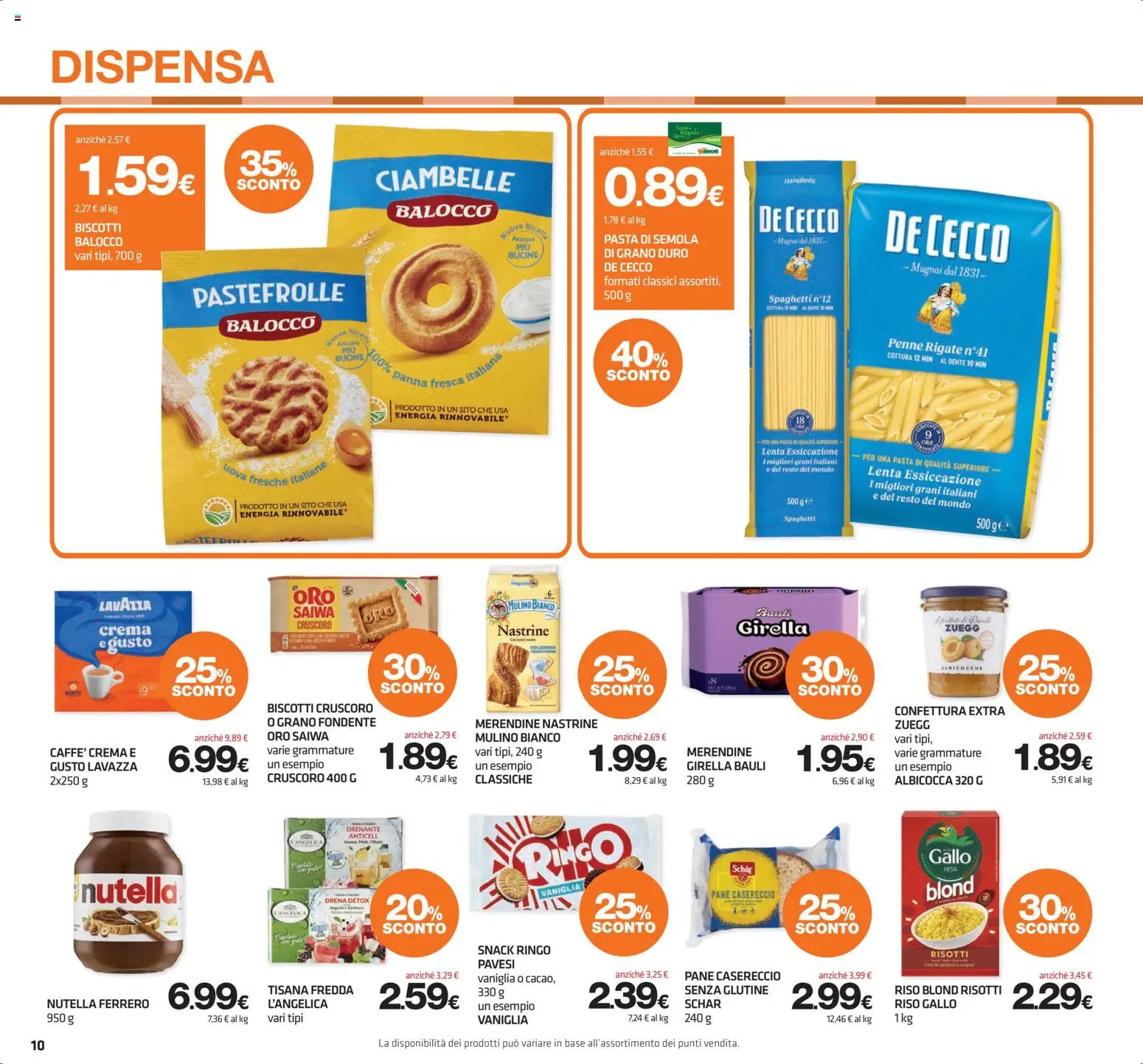 Volantino Superconti del 16/07/2026 | Pagina: 10 | Prodotti: Crema, Uova, Lavazza, Penne