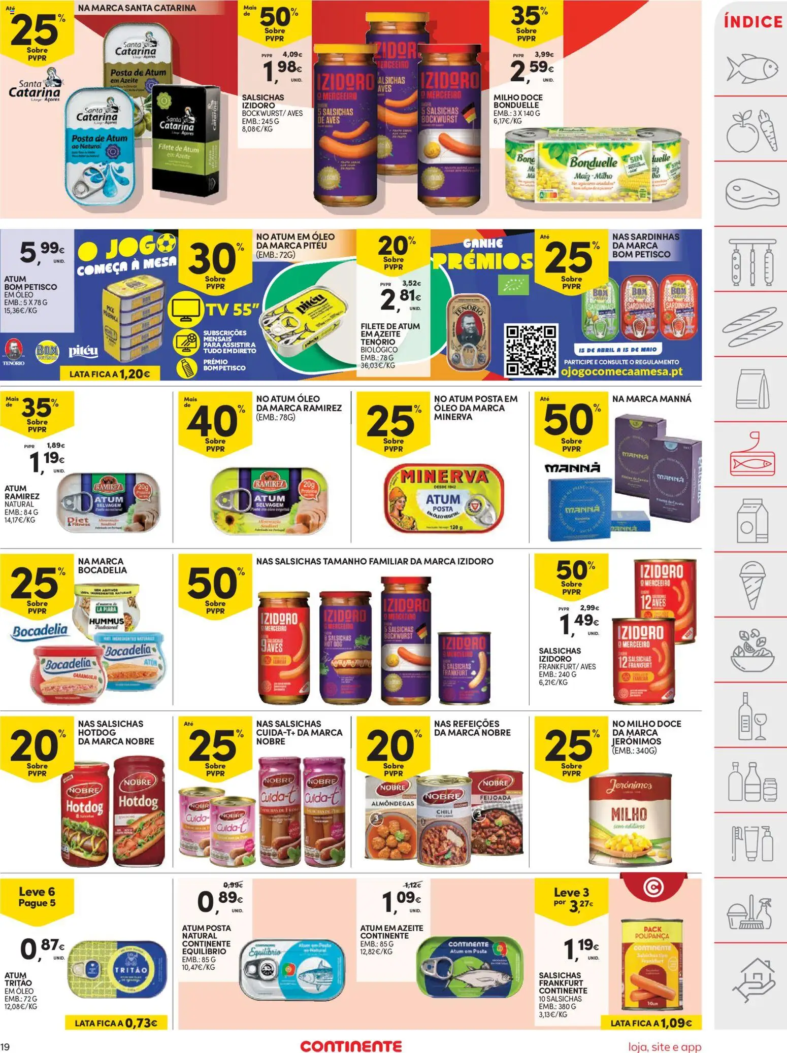 Continente folheto │ válido de 14.04.2026 | Página: 19 | Produtos: Atum, Sardinhas, Óleo, Milho