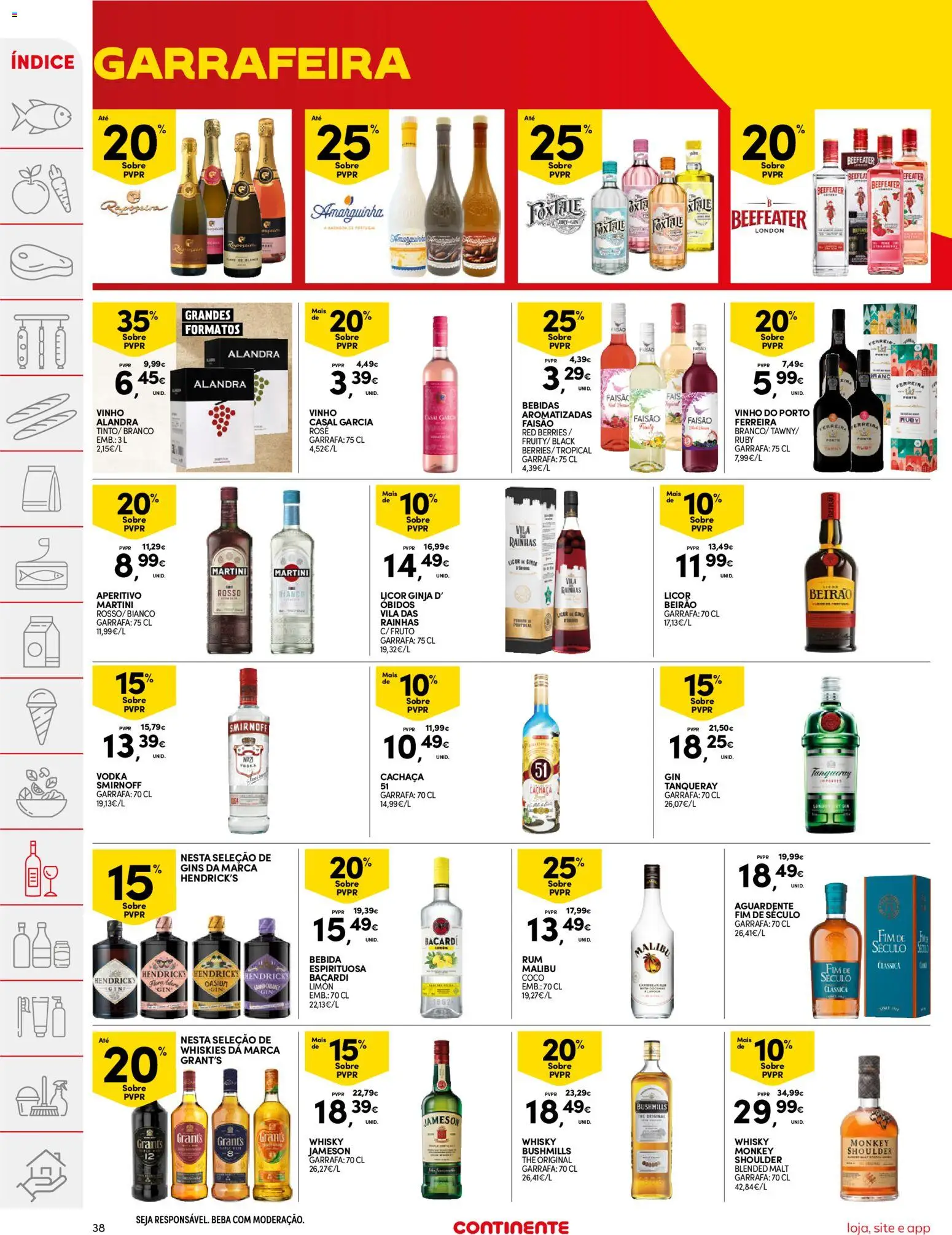 Continente folheto │ válido de 16.06.2026 | Página: 38 | Produtos: Whisky, Cachaça, Gin, Vodka