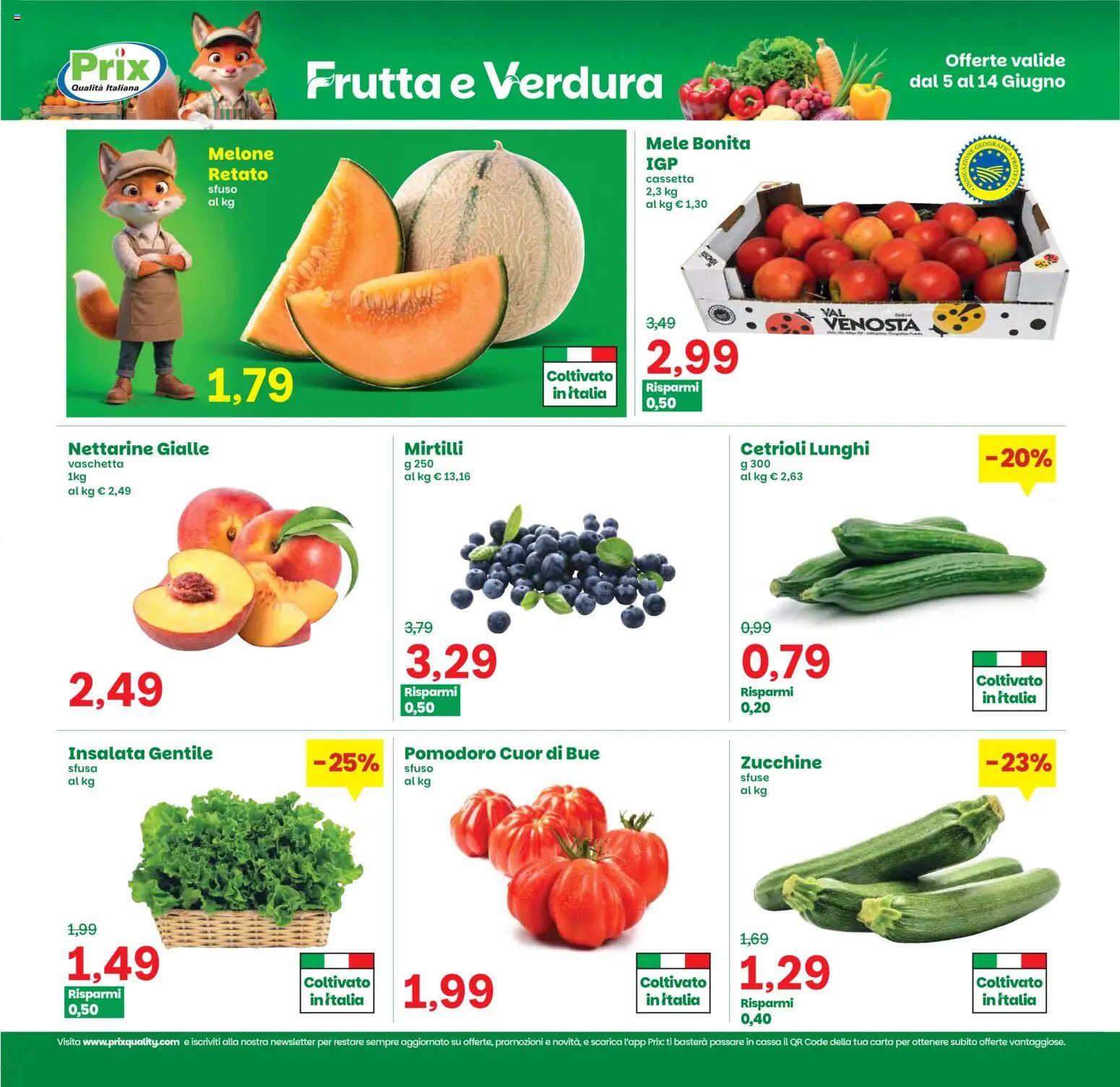 Volantino Prix del 05.06.2026 | Pagina: 6 | Prodotti: Mele, Insalata, Pomodoro, Melone