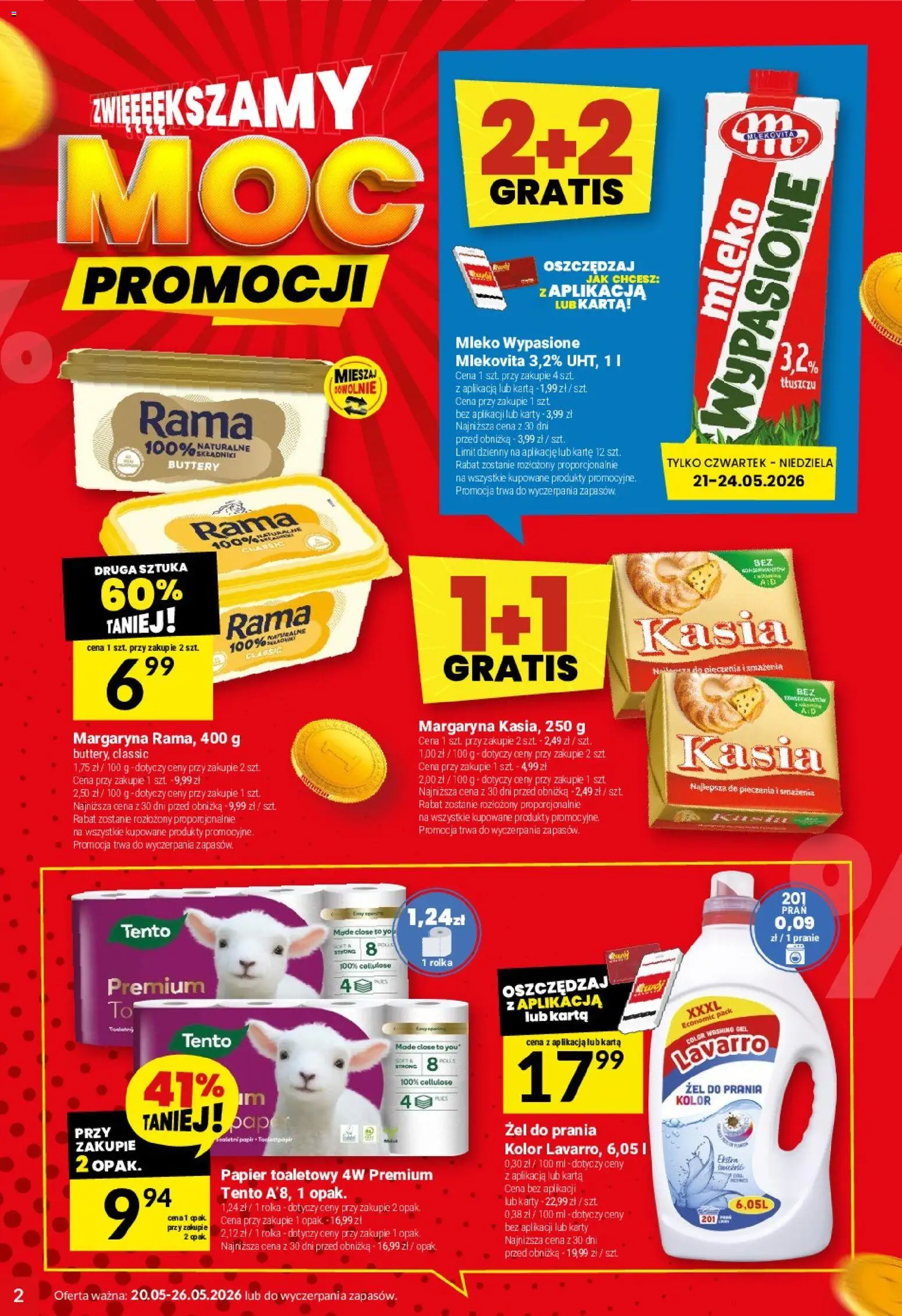 Twój Market gazetka od 20.05.2026 | Strona: 2 | Produkty: Karta, Mleko wypasione, Papier toaletowy, Margaryna