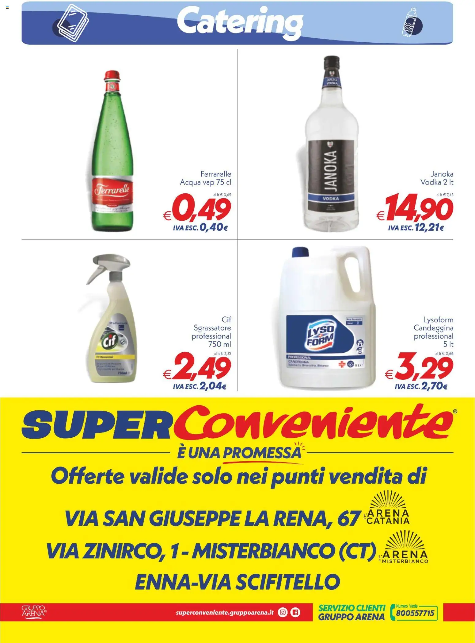 Volantino SuperConveniente del 01/09/2026 | Pagina: 4 | Prodotti: Candeggina, Sgrassatore, Vodka, Ferrarelle