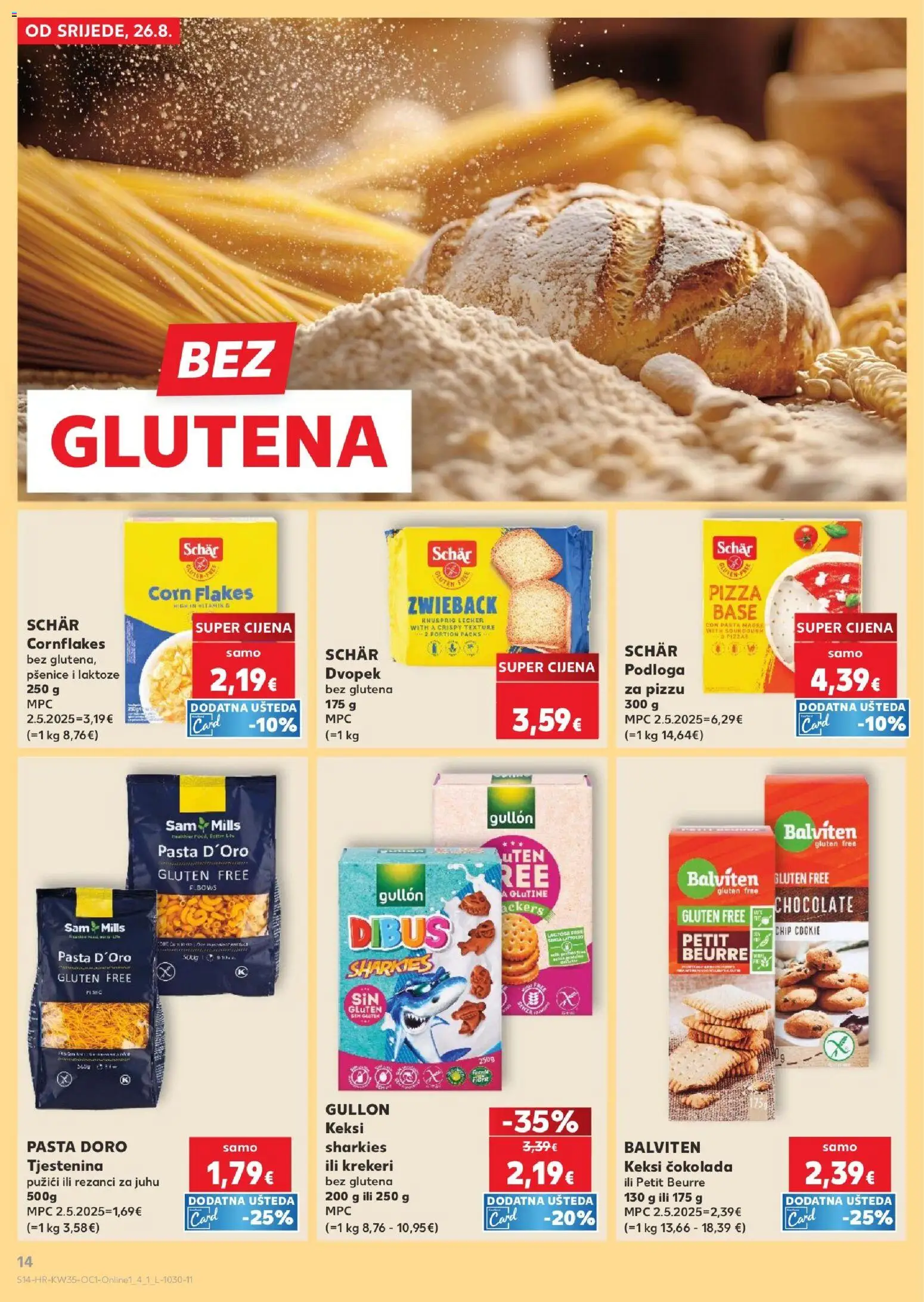 Kaufland HR akciós ujság - amely érvényes a következő dátumtól: 2026.08.26. | Oldal: 14 | Termékek: Vitamin, Schär, Pizza