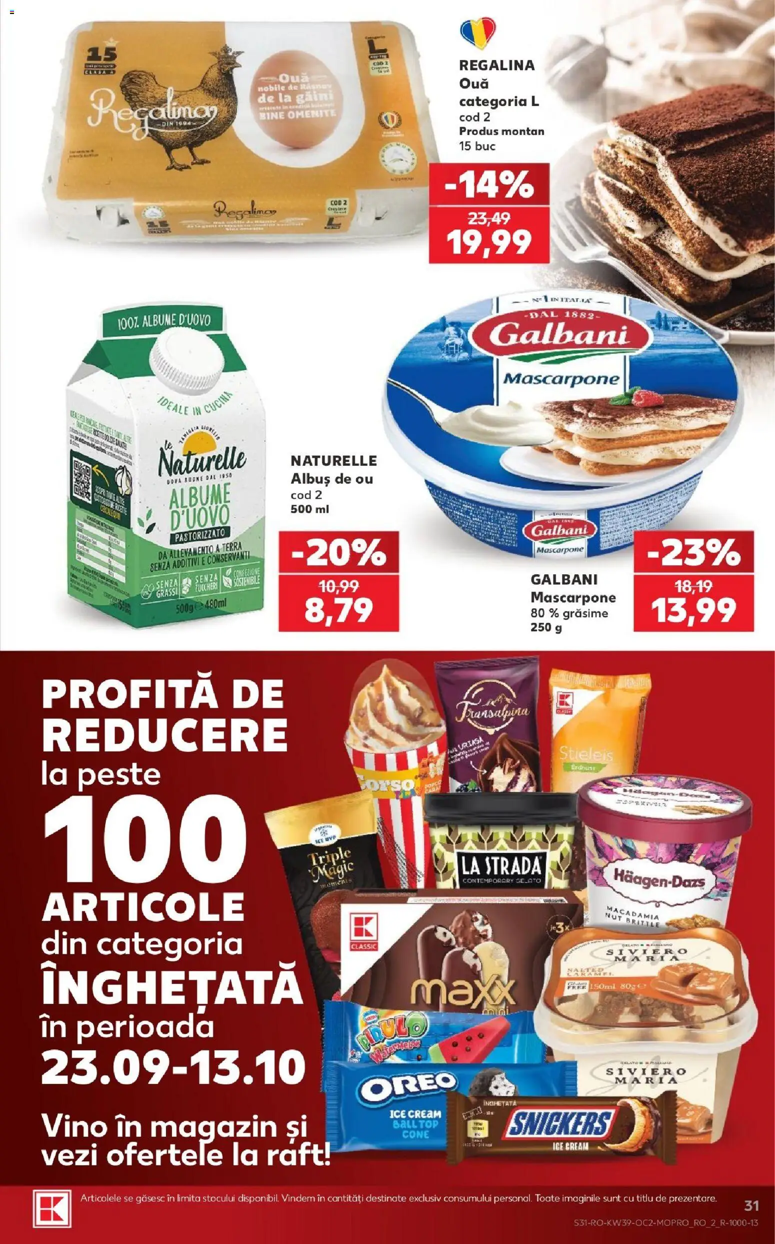 Kaufland RO akciós ujság - amely érvényes a következő dátumtól: 2026.09.23. | Oldal: 31 | Termékek: Magazin, Oreo, Snickers, Mascarpone