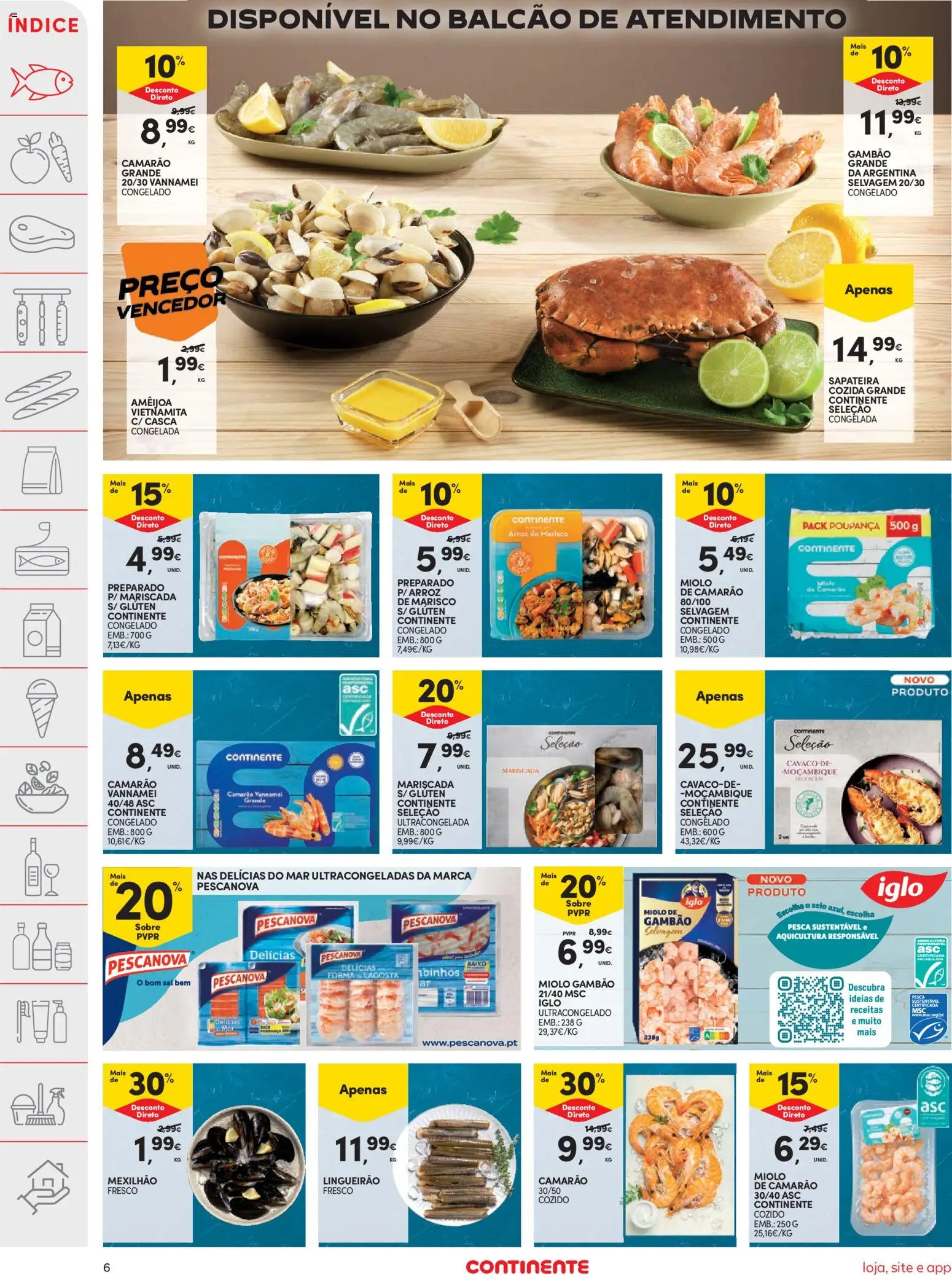 Continente folheto │ válido de 29/09/2026 | Página: 6 | Produtos: Lagosta, Camarão, Sapateira, Arroz