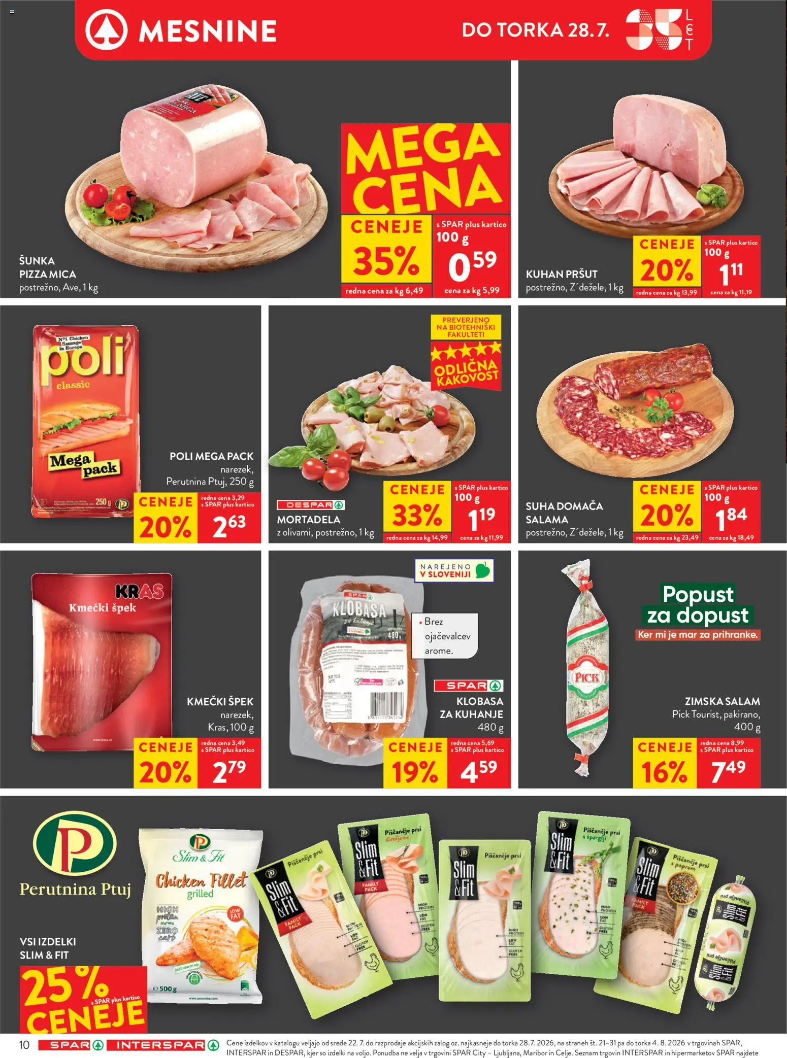 Novi Spar katalog ponudbe – veljaven od 22.07.2026 | Stran: 16 | Izdelki: Pršut, Mortadela, Salama, Sunka