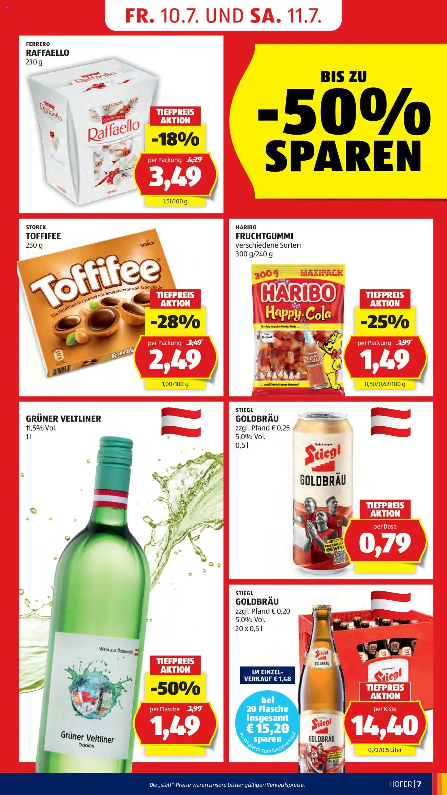 Hofer AT akciós ujság - amely érvényes a következő dátumtól: 2026.07.10. | Oldal: 11 | Termékek: Raffaello, Cola, Toffifee