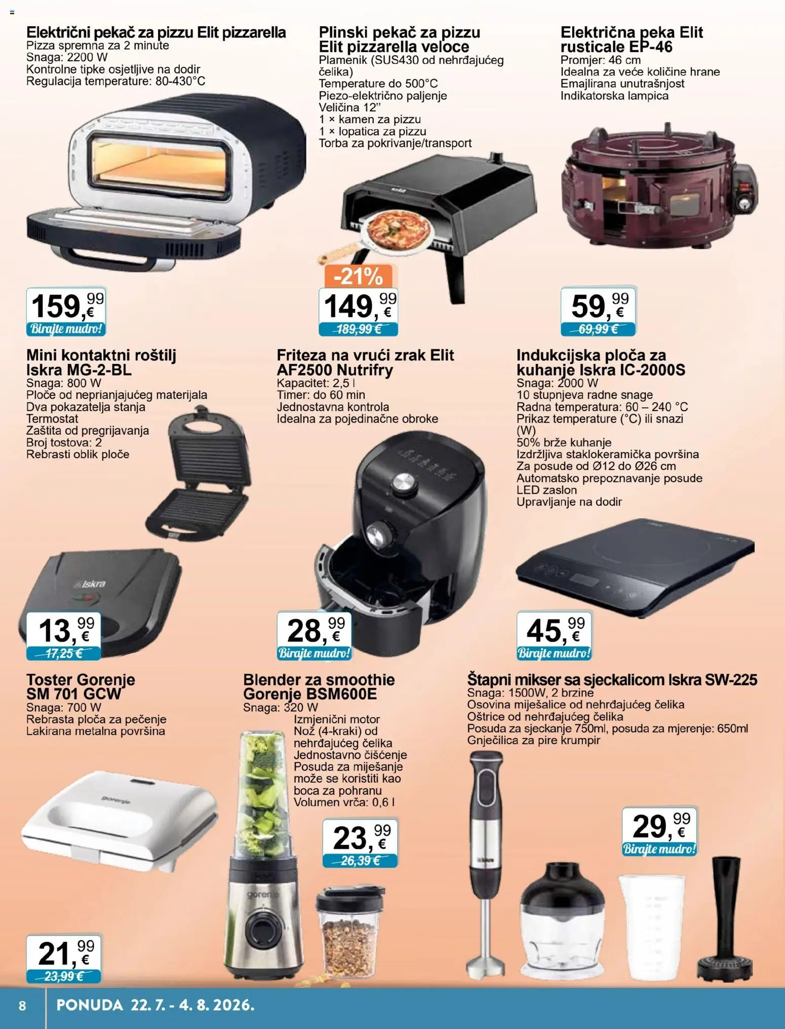 KTC katalog | vrijedi od 22.07.2026 | Stranica: 8 | Proizvodi: Roštilj, Mikser, Pizza, Blender