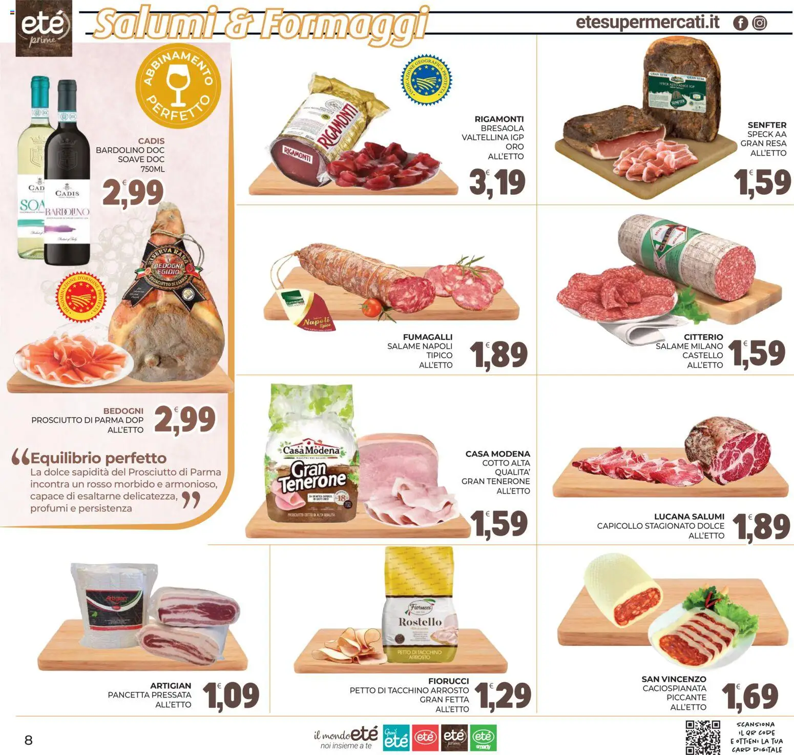 Volantino Eté del 22/09/2026 | Pagina: 8 | Prodotti: Speck, Prosciutto di Parma, Tacchino, Petto di tacchino