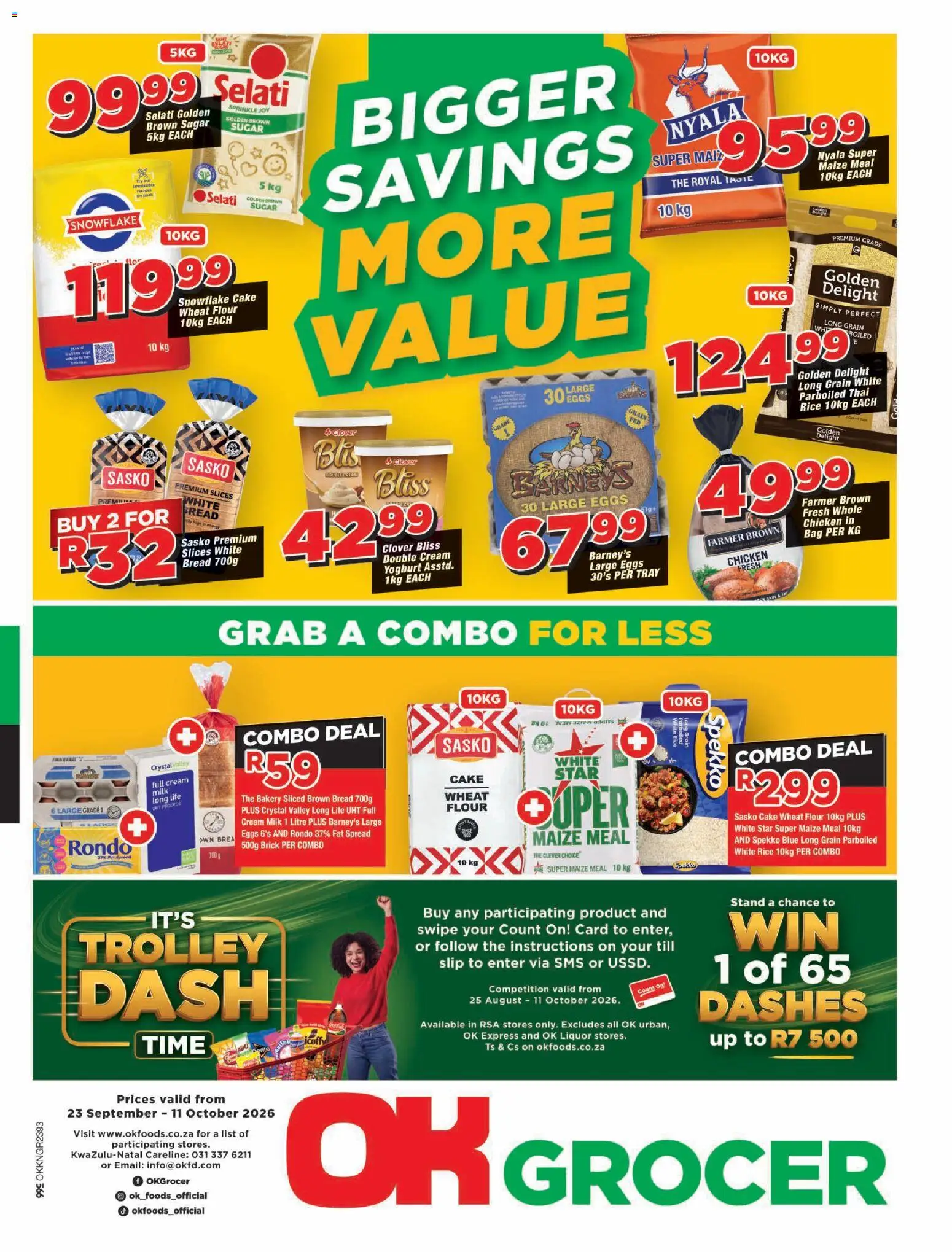 New OK Foods catalogue – valid from 23/09/2026 | Page: 1 | Products: Yoghurt, Maize meal, Bread, Sugar