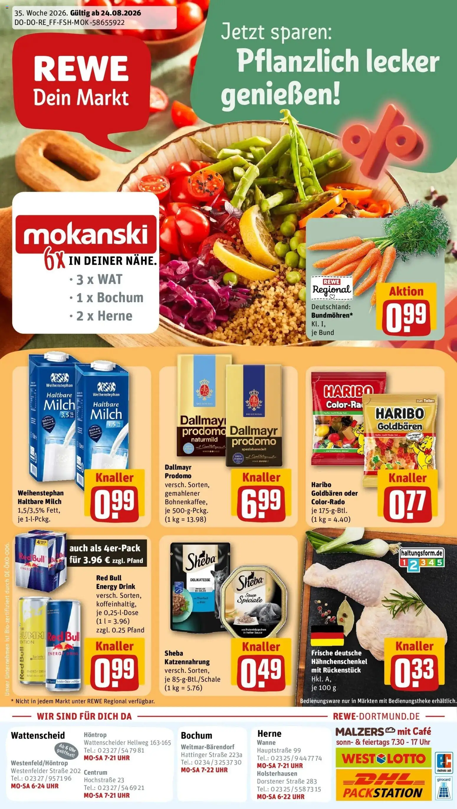 REWE Prospekt ab 24.08.2026 zum Blättern » Angebote | Seite: 1 | Produkte: Haribo, Energy, Thunfisch, Uhr