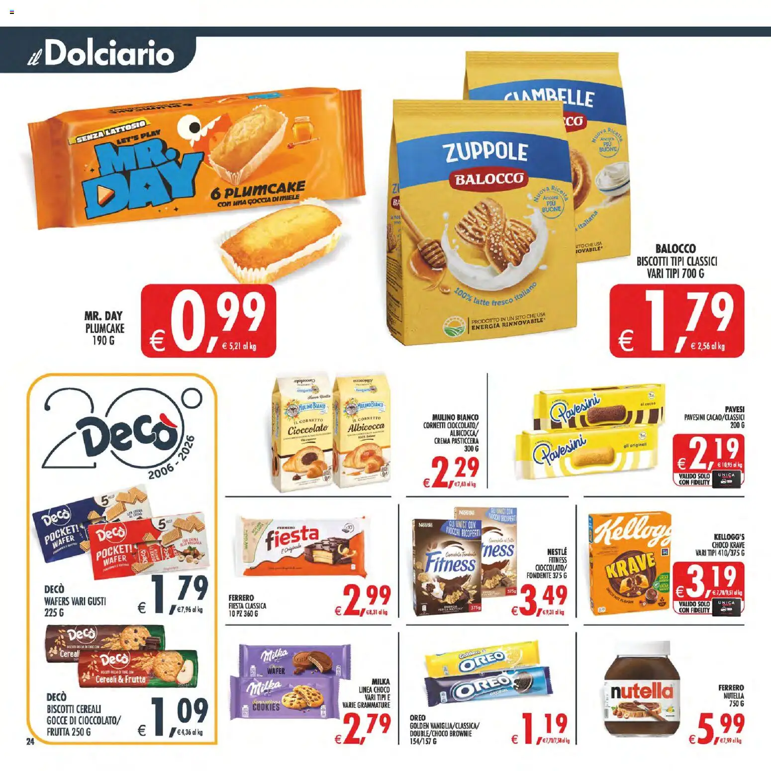 Volantino Decò del 23/10/2026 | Pagina: 25 | Prodotti: Cioccolato, Biscotti, Latte, Oreo