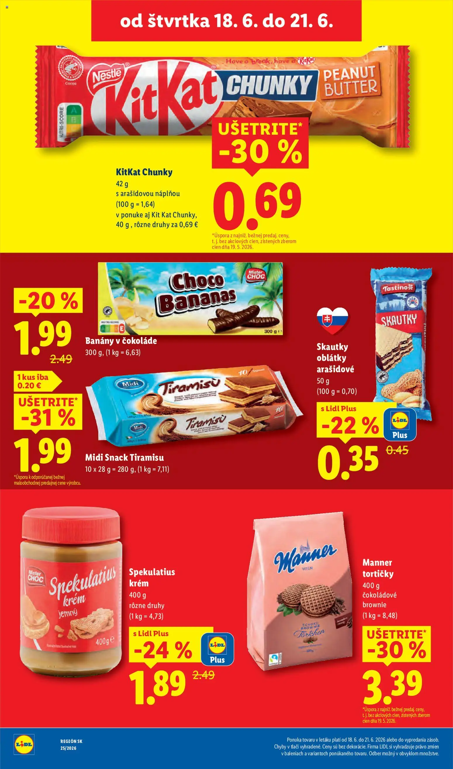 Nové Lidl akcie – leták je platný od 15.06.2026 | Strana: 64 | Produkty: Banány v čokoláde, Banány, Krém