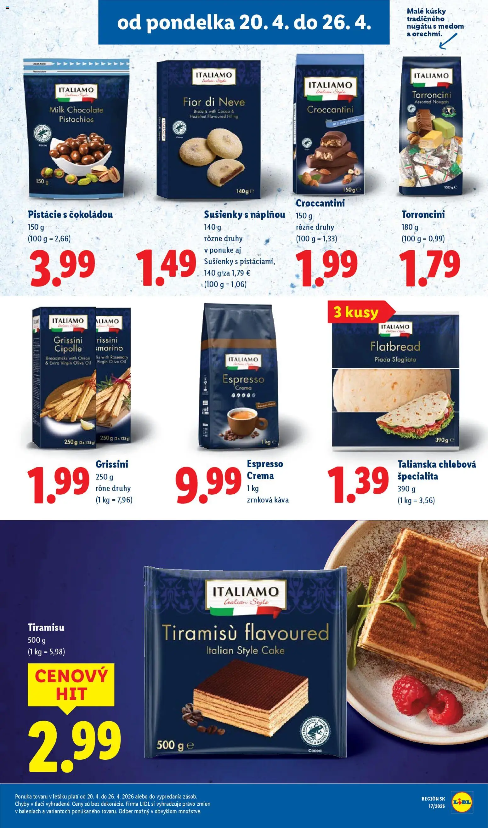 Nové Lidl akcie – leták je platný od 20.04.2026 | Strana: 25 | Produkty: Káva, Pistácie, Zrnková káva