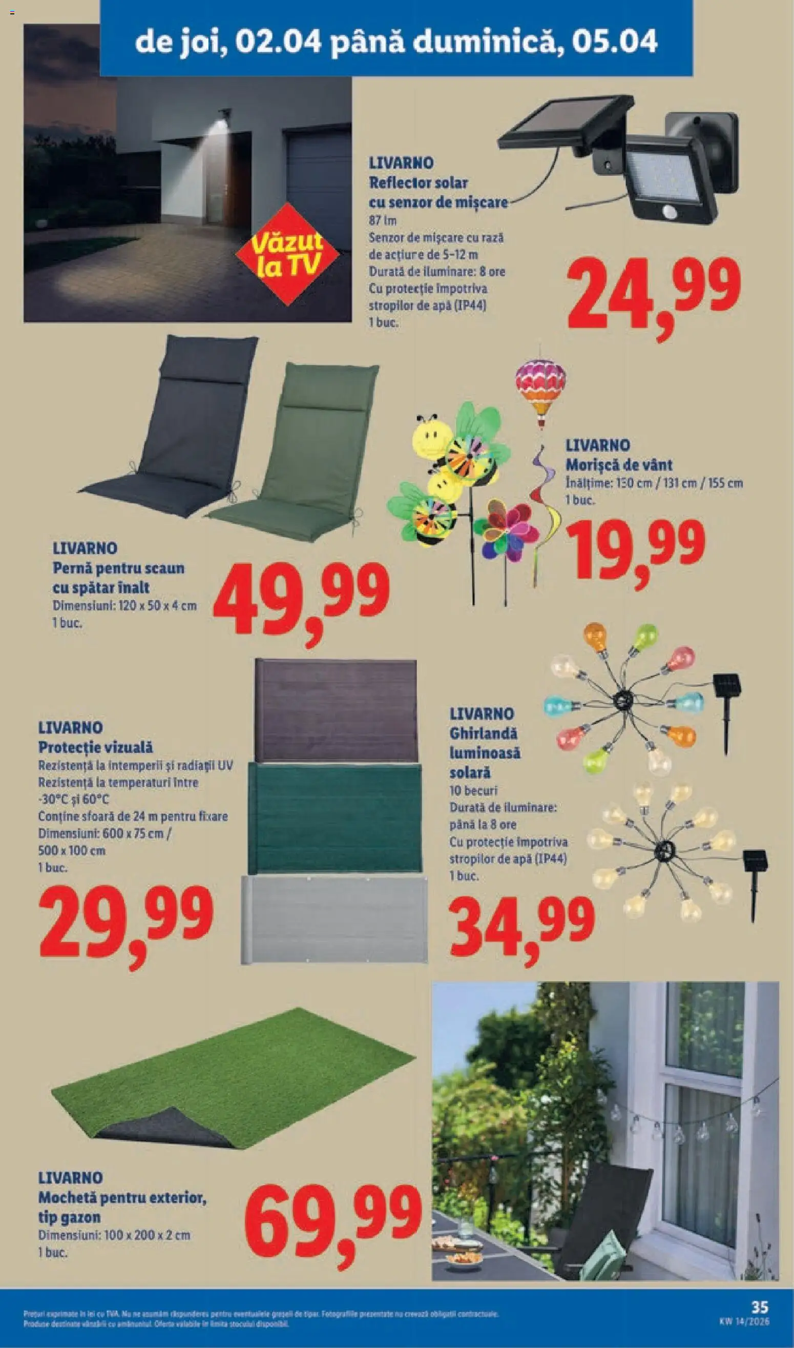 Noul catalog Lidl – valabil de la 30.03.2026 | Pagină: 35 | Produse: T cetveli, Pernă, Scaun, Apă