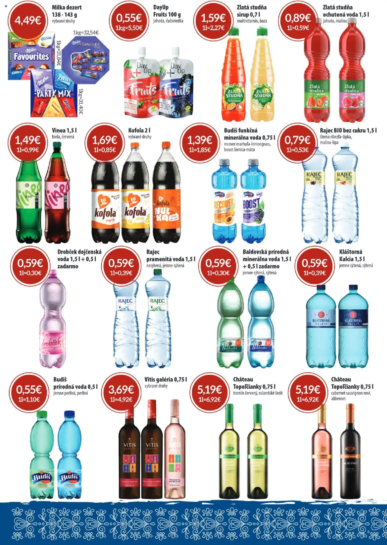 Nové Sintra akcie – leták je platný od 04.06.2026 | Strana: 6 | Produkty: Kofola, Budiš, Milka, Voda