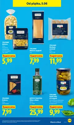 Pogląd oferty "ITALIAMO Krakersy, 100 g crackers, various types, image shows with dried tomatoes & black olives." - ważna od 05.06.2026 | Strona: 79 | Produkty: Oliwa z oliwek, Makaron spaghetti, Krakersy, Makaron