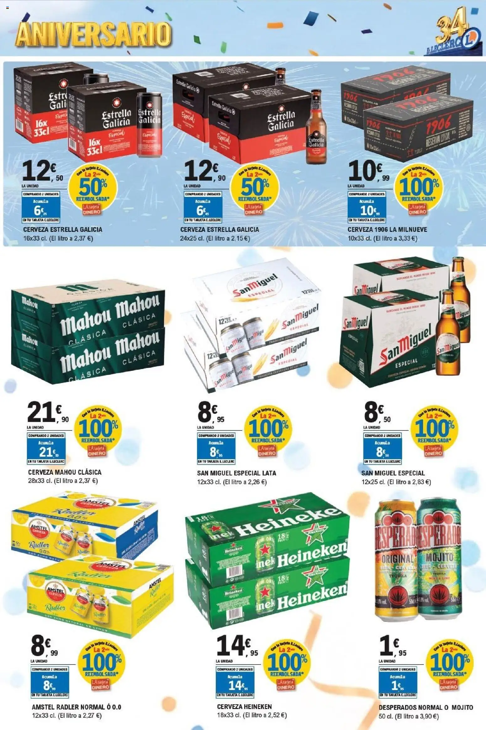 E.Leclerc Aniversario │ válido desde el 29/07/2026 | Página: 13 | Productos: Cerveza, Παρμεζάνα, Σπανάκι