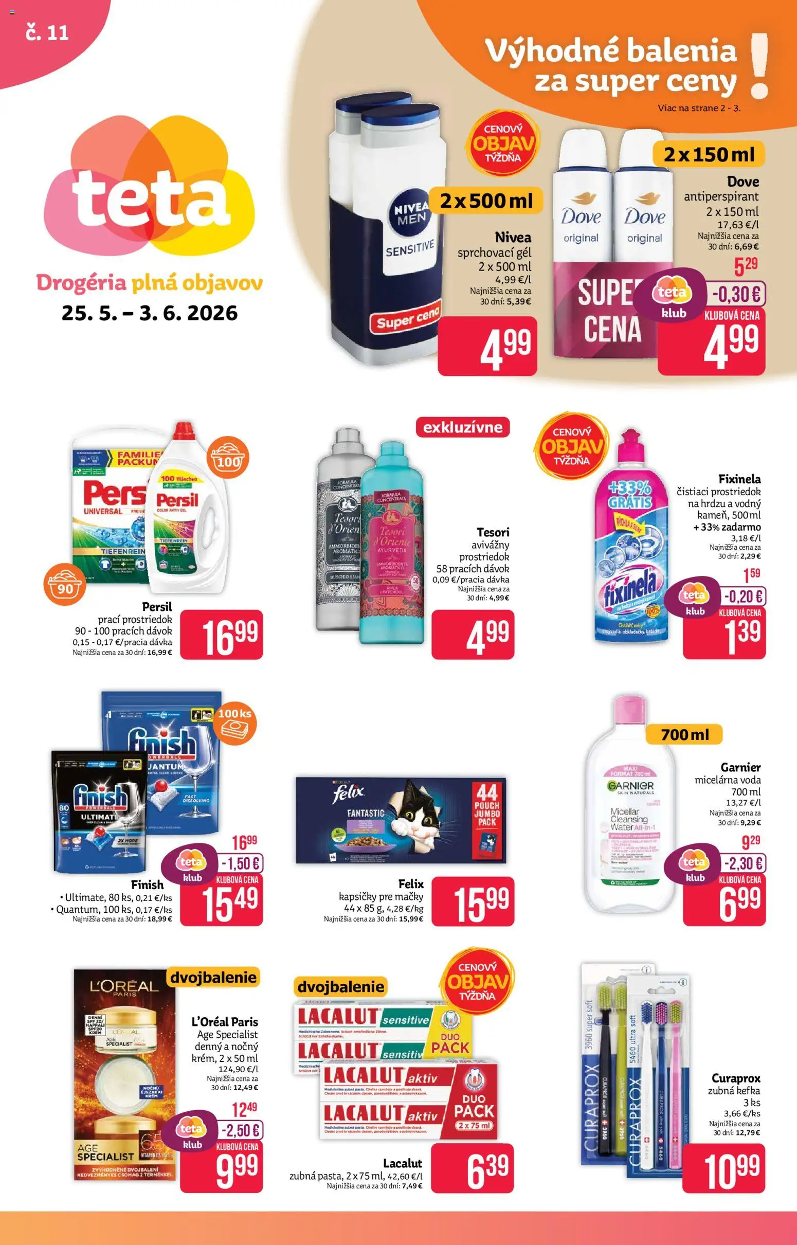 Nové Teta drogerie akcie – leták je platný od 25.05.2026 | Strana: 1 | Produkty: Zubná kefka, Nivea, Krém
